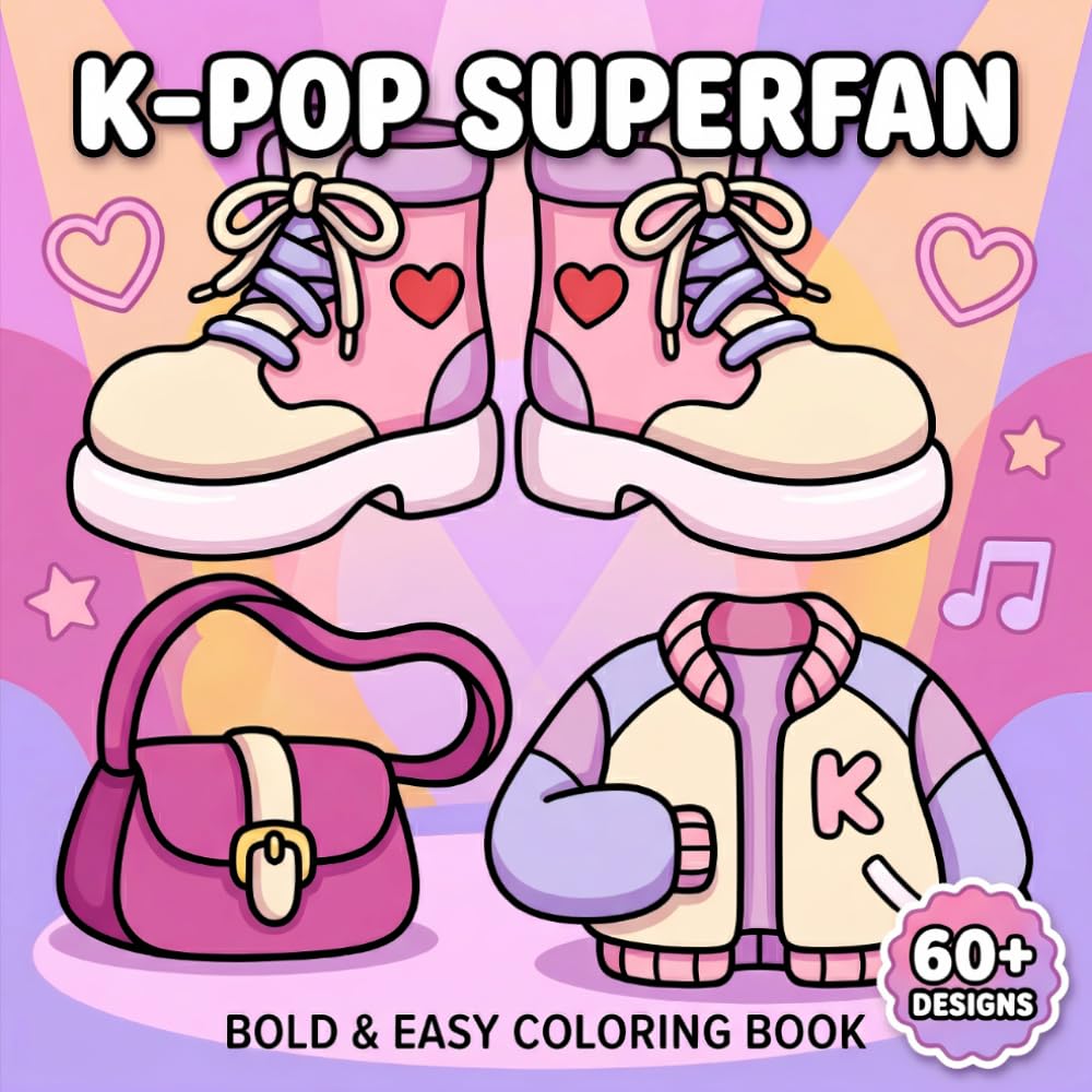 KPop Superfan Coloring Book: Over 60 Bold And Easy Designs Featuring Fashion Favorites, Cute Accessories, Girly Charm, And Bright Youthful Moments