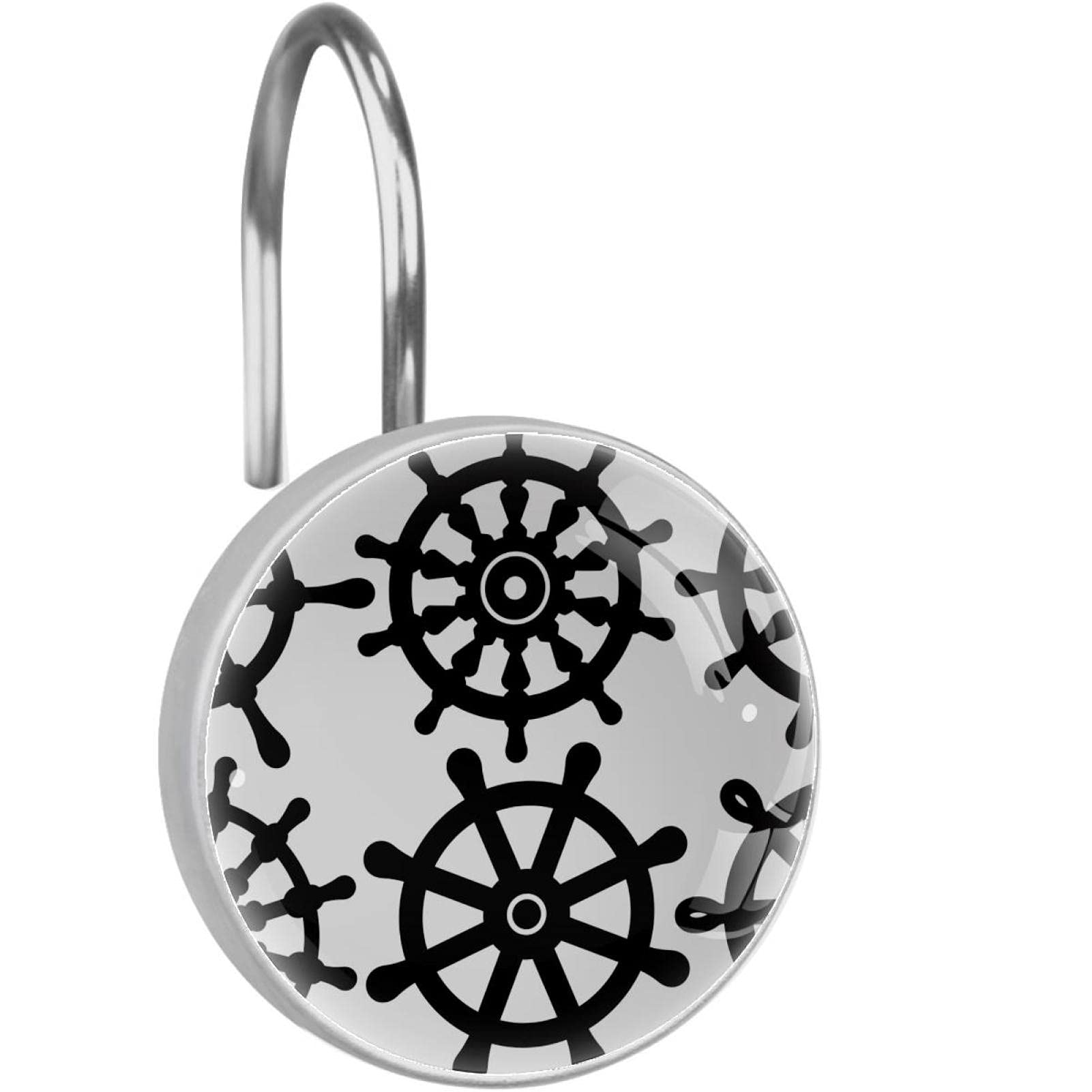 Crochets pour rideau de douche en acier inoxydable anneaux salle de bain roue de bateau