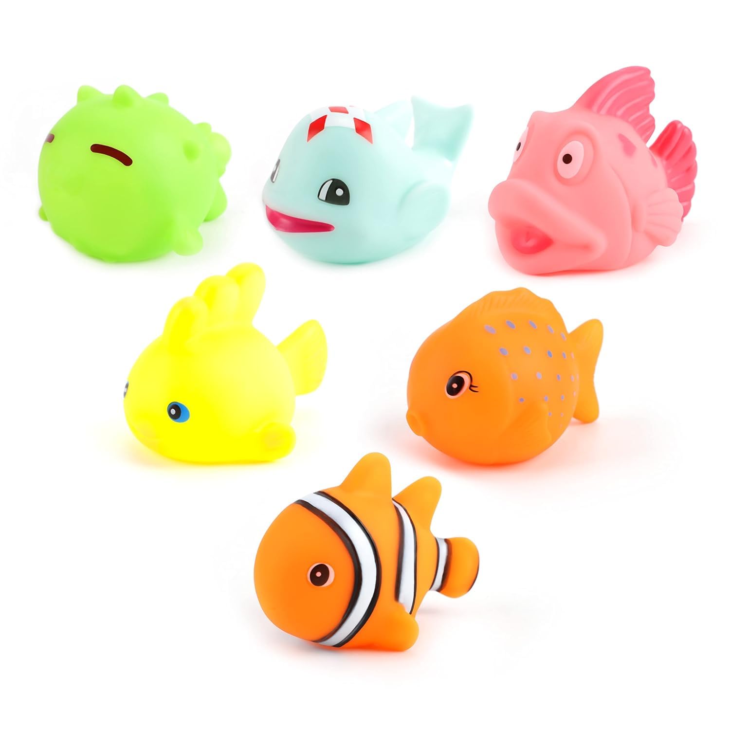 The Moon Brand Baby Sea Life Toys – 6Pcs Bath Fish Toys for Toddlers – Soft Baby Pool Accessories – Assorted Squeezable & Floating Aquatic Character Water Toys -Multi ColorThe Moon Brand Baby Sea Life Toys – 6Pcs Bath Fish…