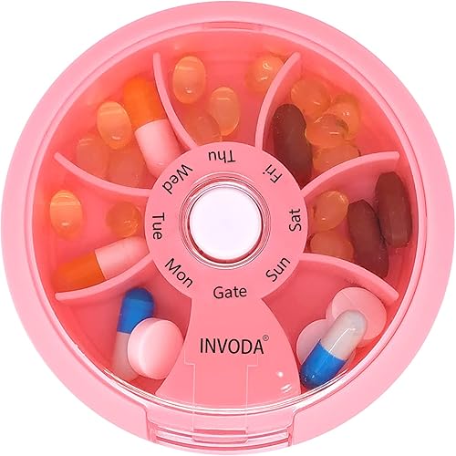 Miniatura 4 de Pastillero organizador de 3 pastilleros, semanal, lindo, redondo, pastillero, contenedor de pastillas, portátil, organizador de medicamentos pequeño