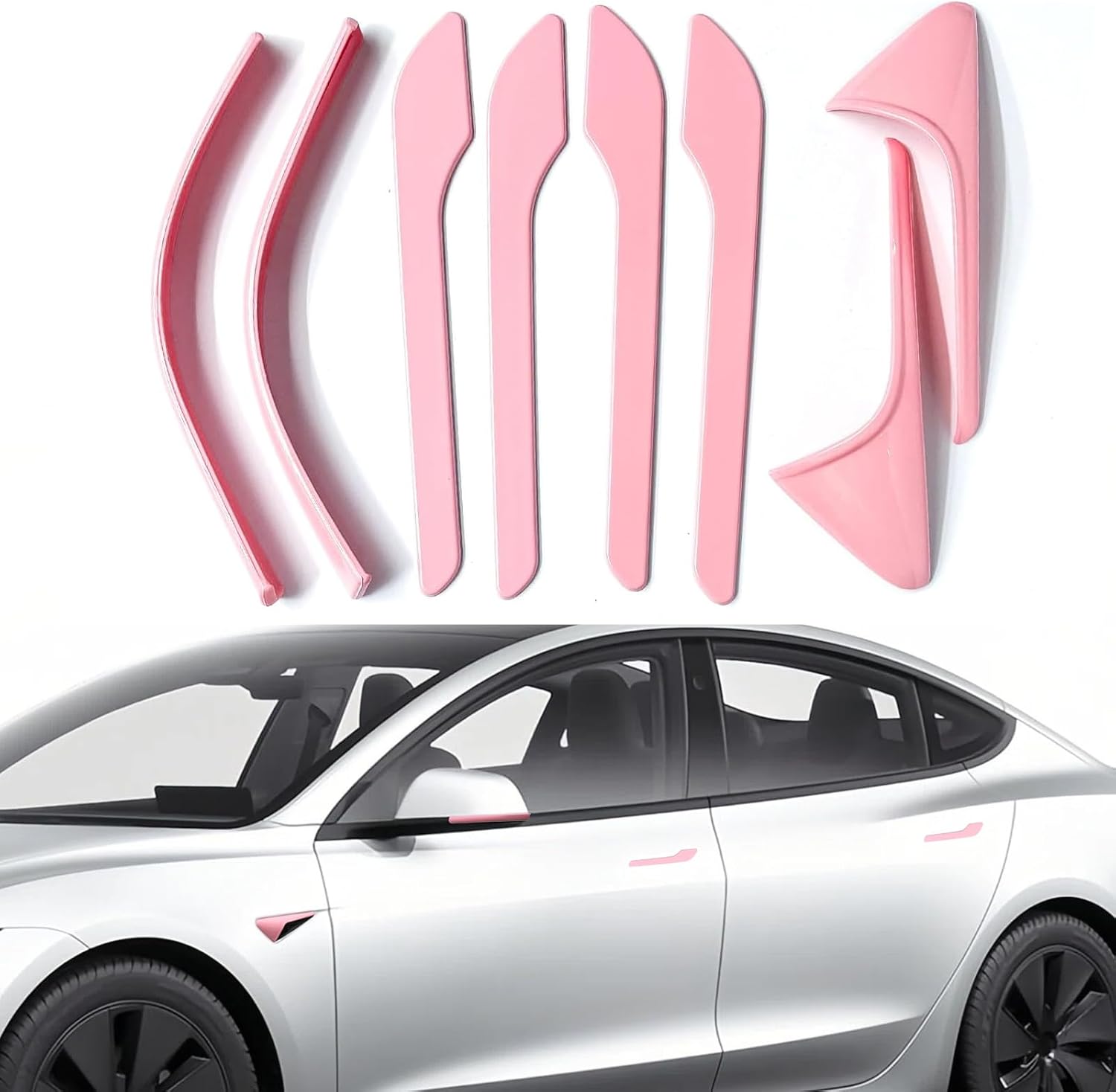 for Tesla Pink Door Handle Covers for Pink Model Y with HW 4.0 Camera Covers Pink Side Mirror Trim Strips for 2023-2026 Tesla Model Y Juniper Girly Accessories