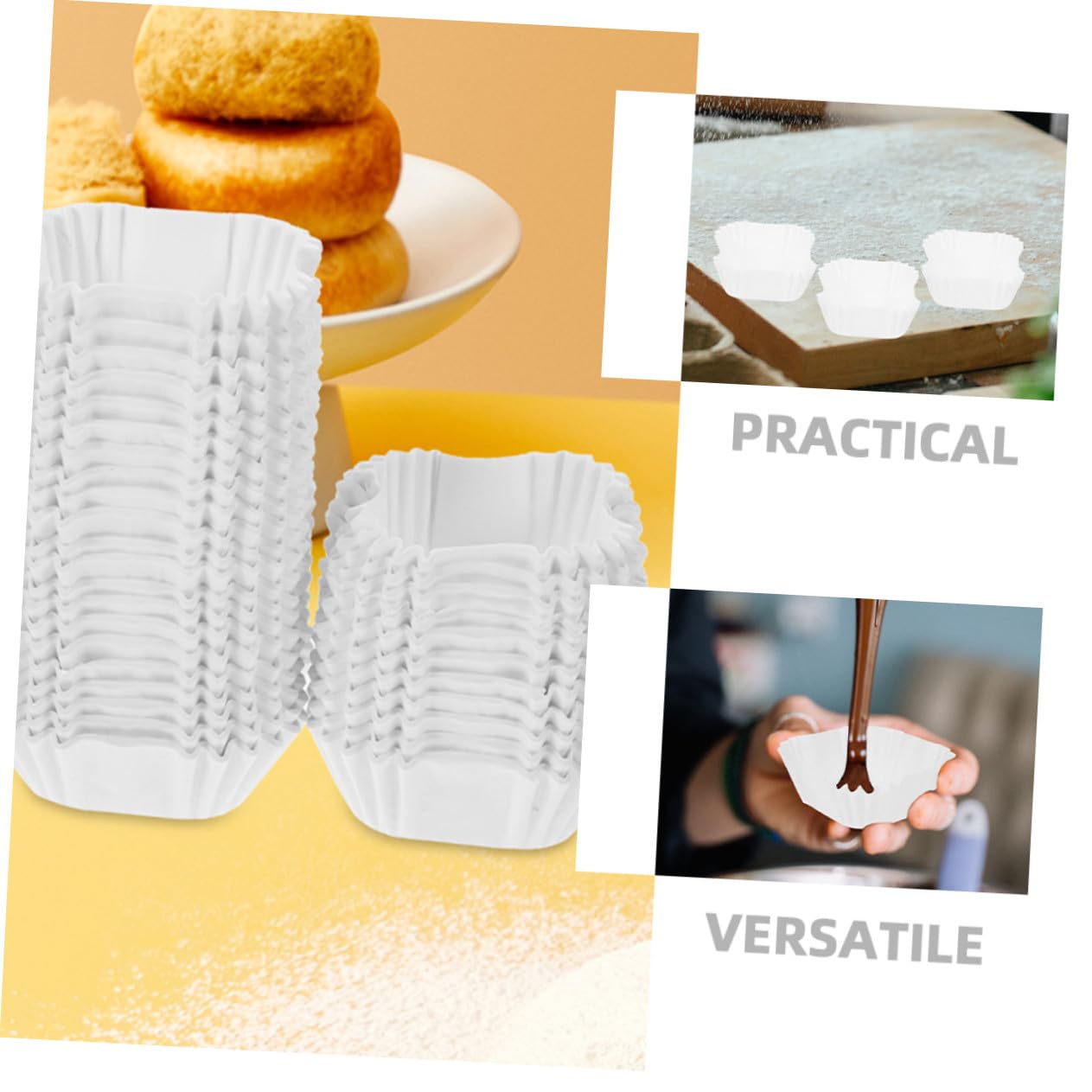 SOLUSTRE 2000piezas Taza de Pastel Cuadrada para Cupcakes y Muffins Unidades de Envoltorios de Papel Portátiles para Fiestas y Suministros de Panadería Medianos