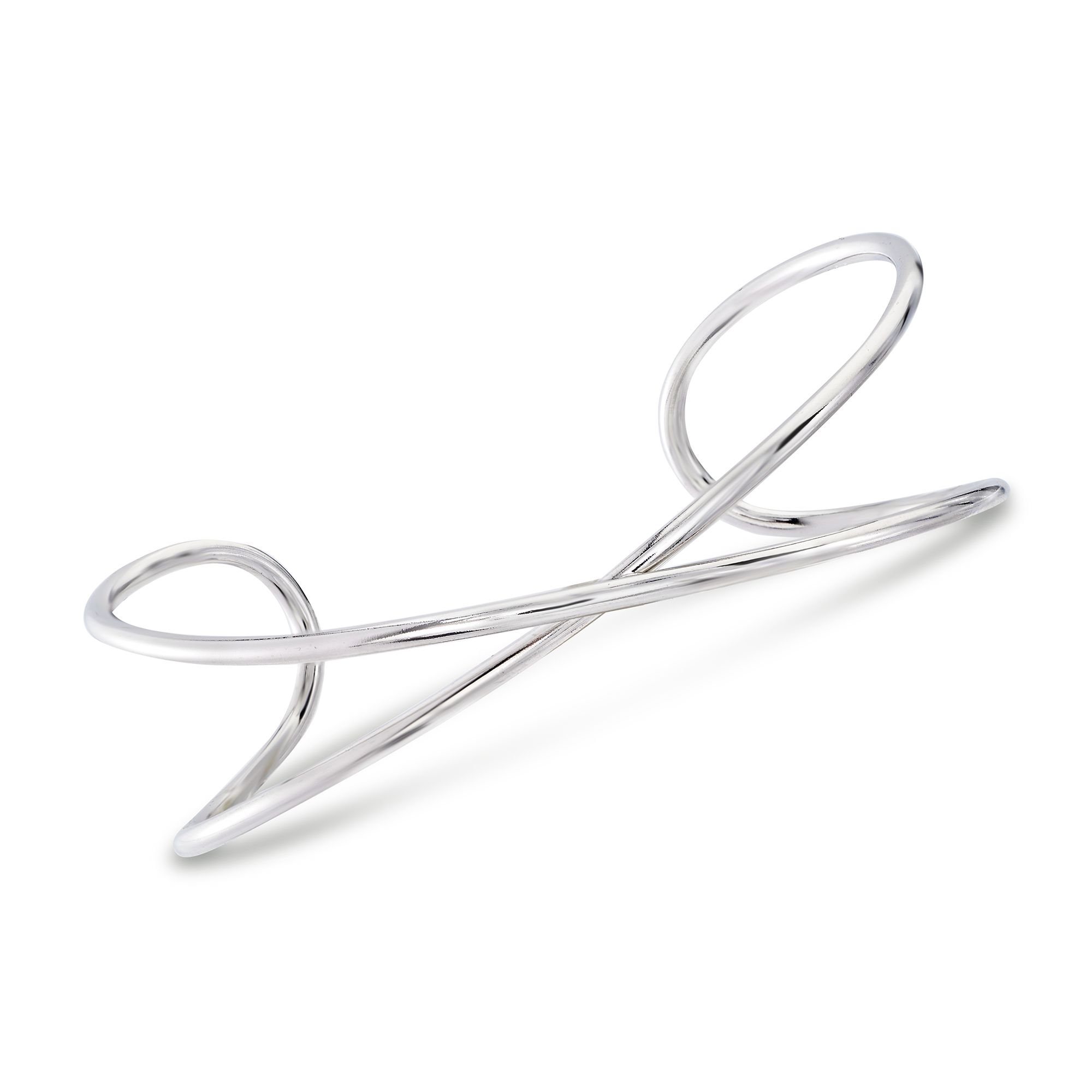 Ross-Simons Italian Sterling Silver Crisscross Cuff Bracelet. 7 inches