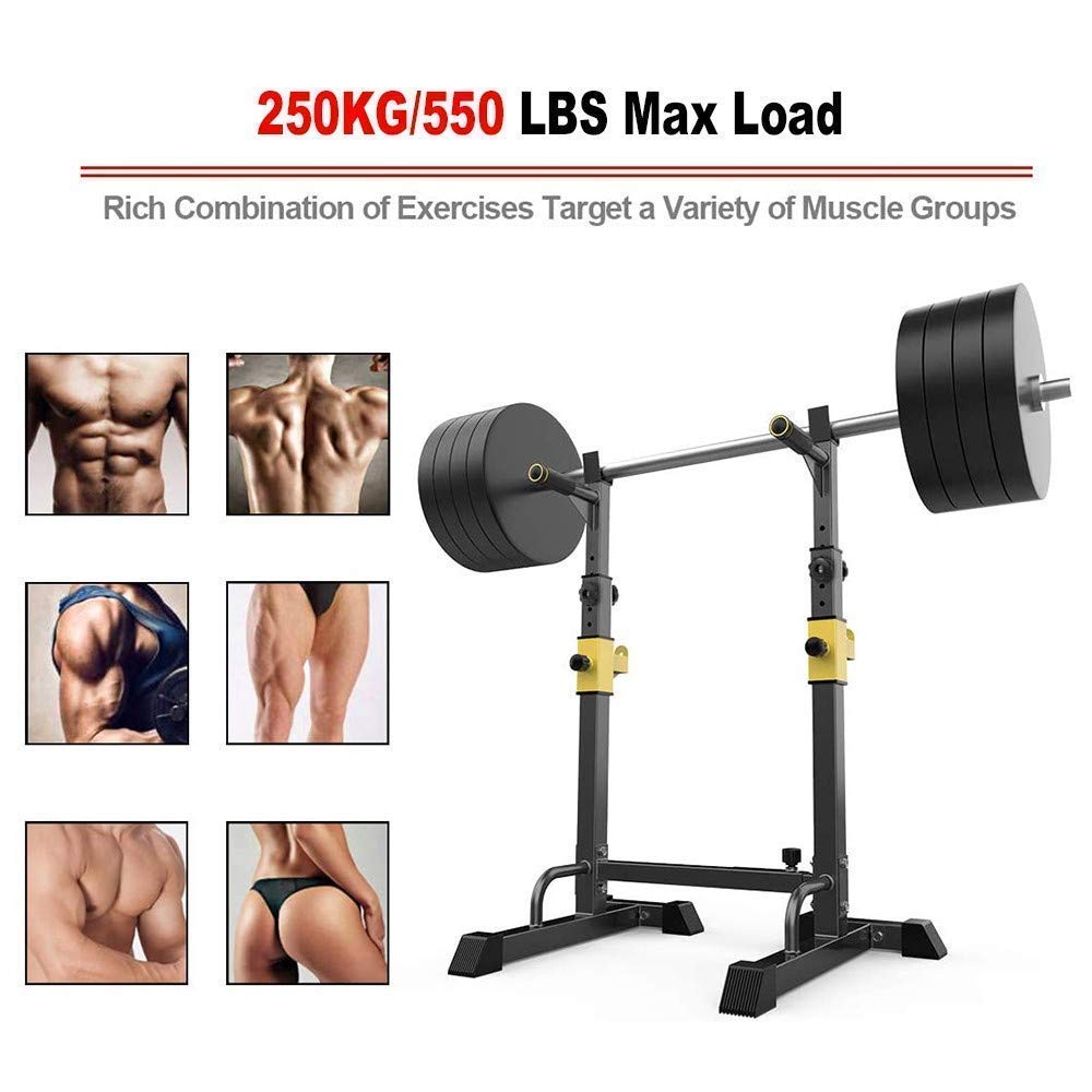 Squat Rack Panca Dipping Station Dip Stand Parallel Bar Bilanciere Rack Attrezzature per Il Fitness per Indoor Outdoor Palestra Fitness Stretching Allenamento, Carico Massimo 250 kg