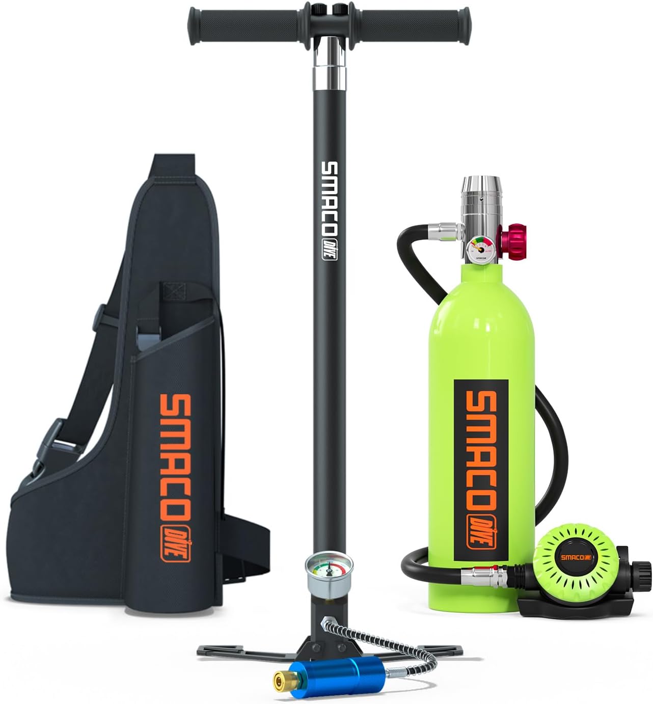 SMACO Scuba Tank Diving Gear for Diver Mini Scuba Tank Oxygen Cylinder with 15-20 Minutes Capability Diving Oxygen Underwater Breathing Device 1L Diving & Snorkeling Equipment