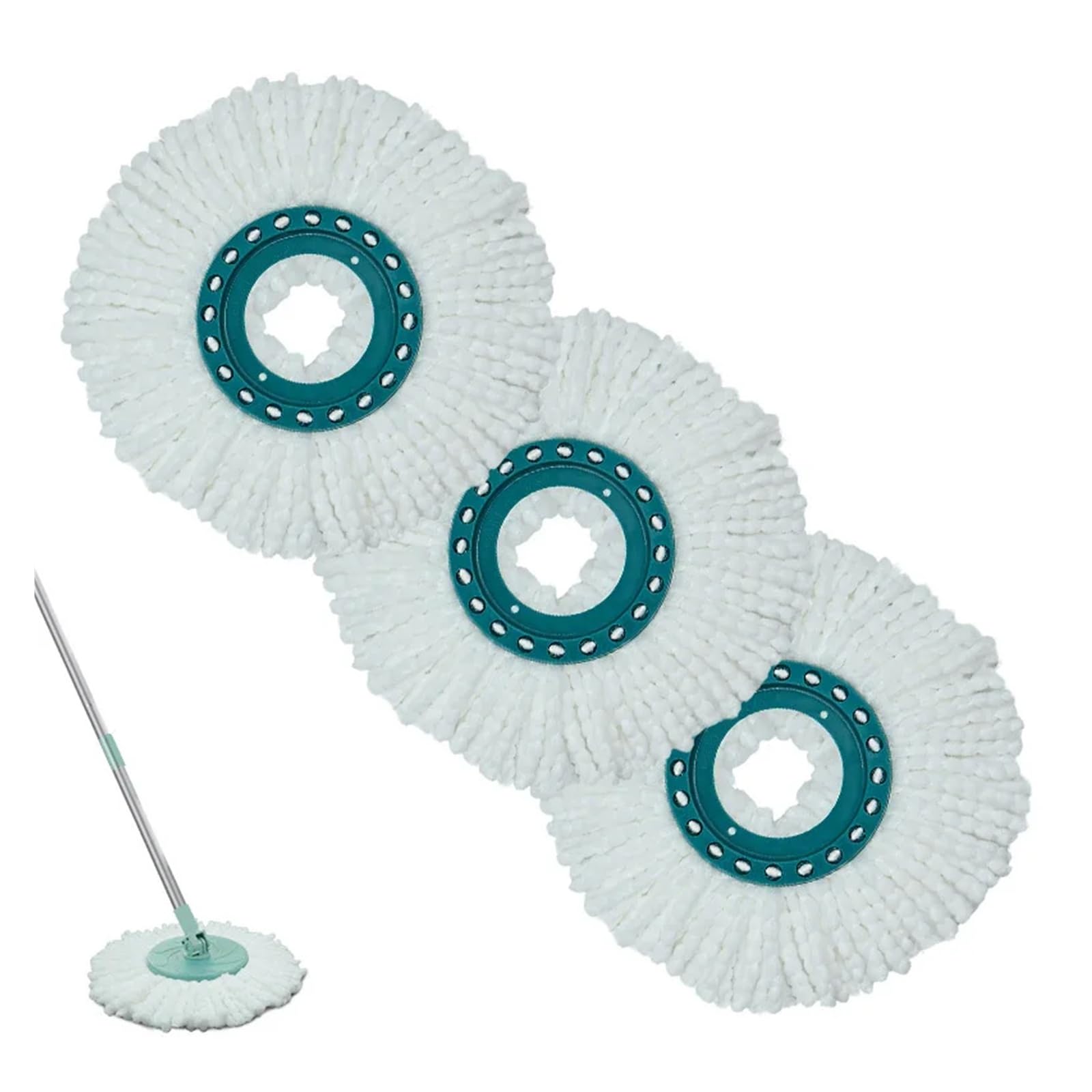 3 Cabezales De Repuesto De Microfibra For Mopa Giratoria Manos Libres, Compatibles Con Leifheit 52019/52052/52054/52023, Almohadilla Limpiadora De Microfregona Con Cabezales De Limpieza.