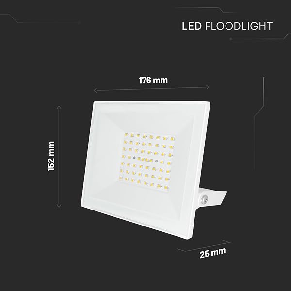 V-TAC Foco LED Exterior 50W Blanco – [ E-Series – Altas Prestaciones, Bajo Consumo ] – 4000 Lúmenes – Super Slim – Impermeable IP65 – Proyector para Hogar, Garaje y Almacén – Blanco Neutro 4000K - 4