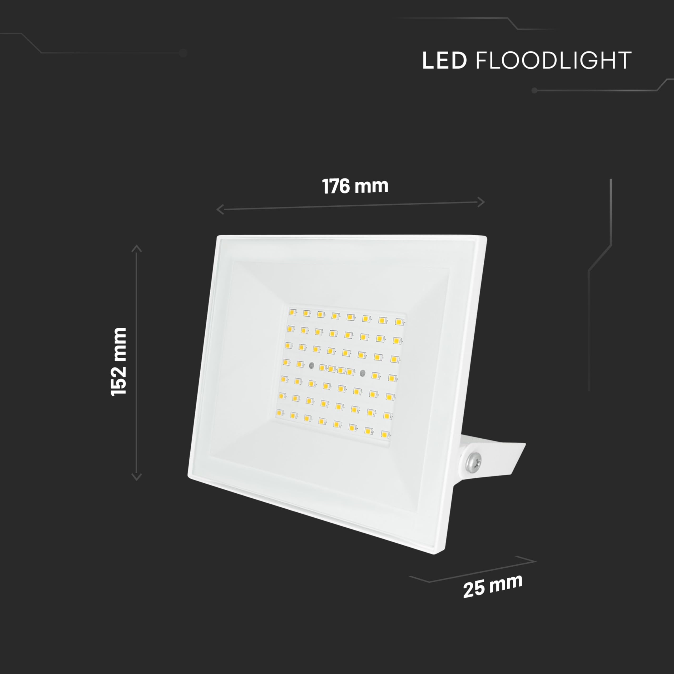 V-TAC Foco LED Exterior 50W Blanco – [ E-Series – Altas Prestaciones, Bajo Consumo ] – 4000 Lúmenes – Super Slim – Impermeable IP65 – Proyector para Hogar, Garaje y Almacén – Blanco Neutro 4000K — view 4