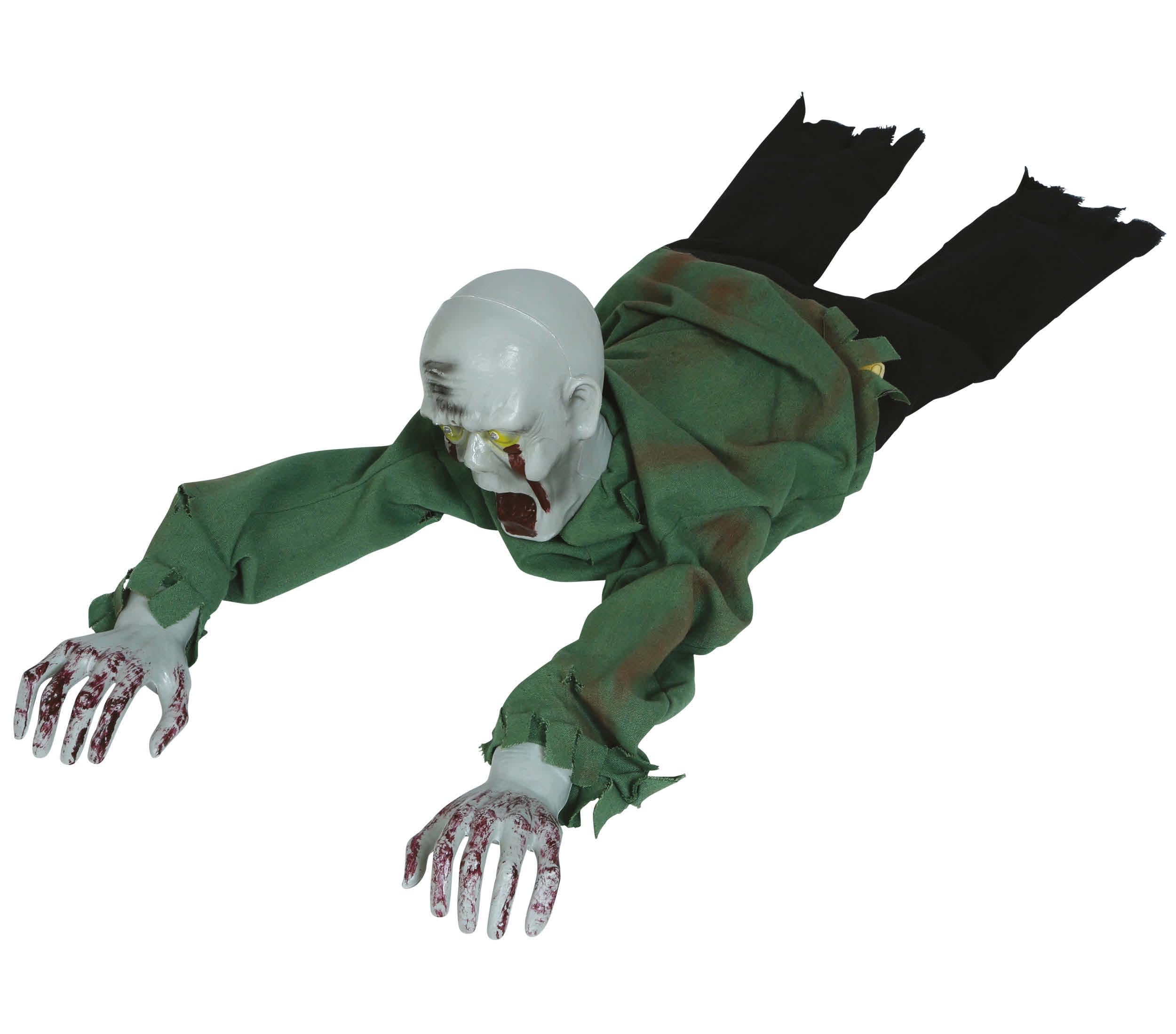 FIESTAS GUIRCA | Zombie strisciante con luce, suono e movimento (110 cm) - Decorazione di Halloween per feste e celebrazioni - Ideale per ambienti terrificanti e scenari spaventosi