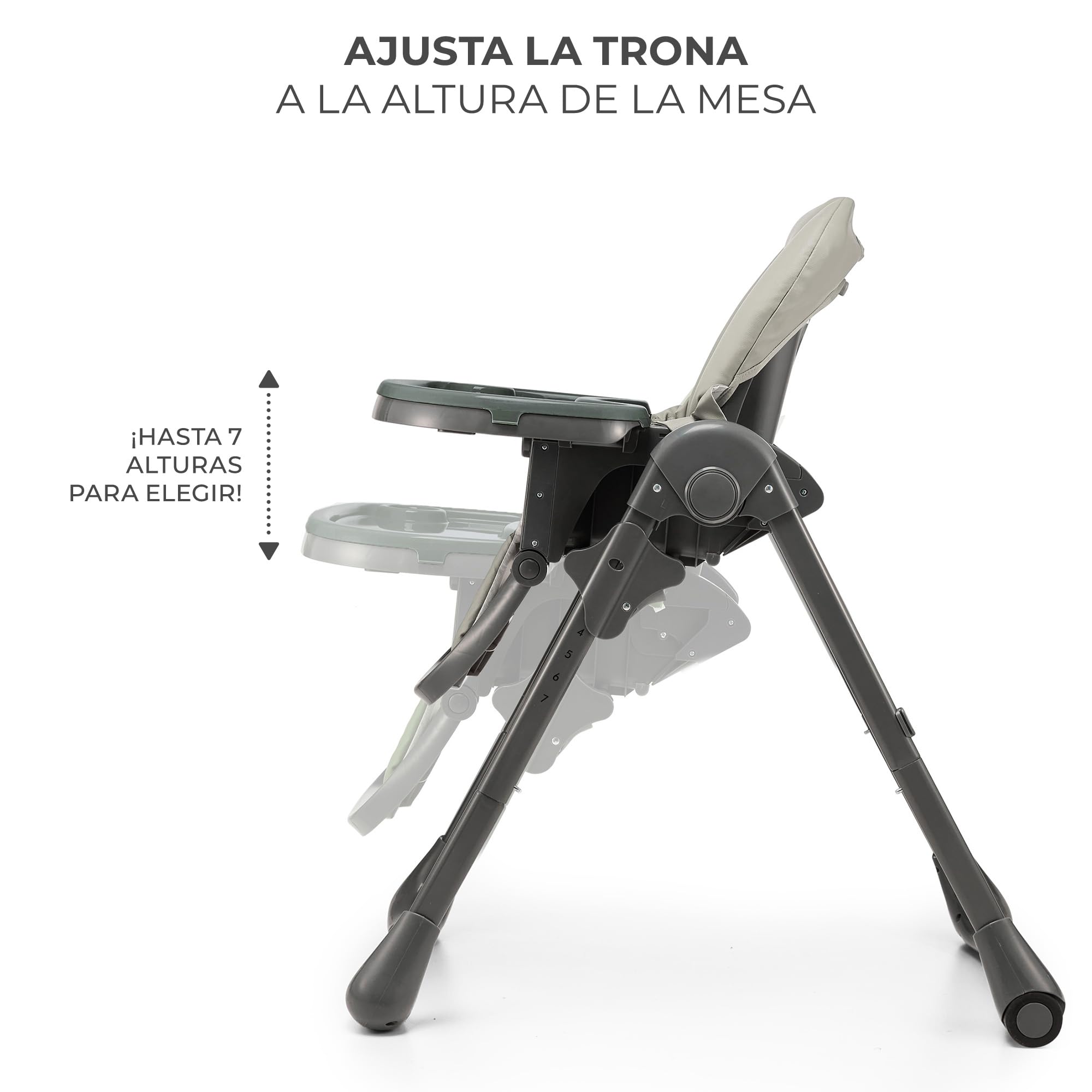 Kinderkraft TUMMIE Trona Bebé, 2 en 1, trona para niños, trona combinada, Asiento desde los primeros meses de vida, reposapiés, Posición tumbada, con juguetes, ajustable, Gris
