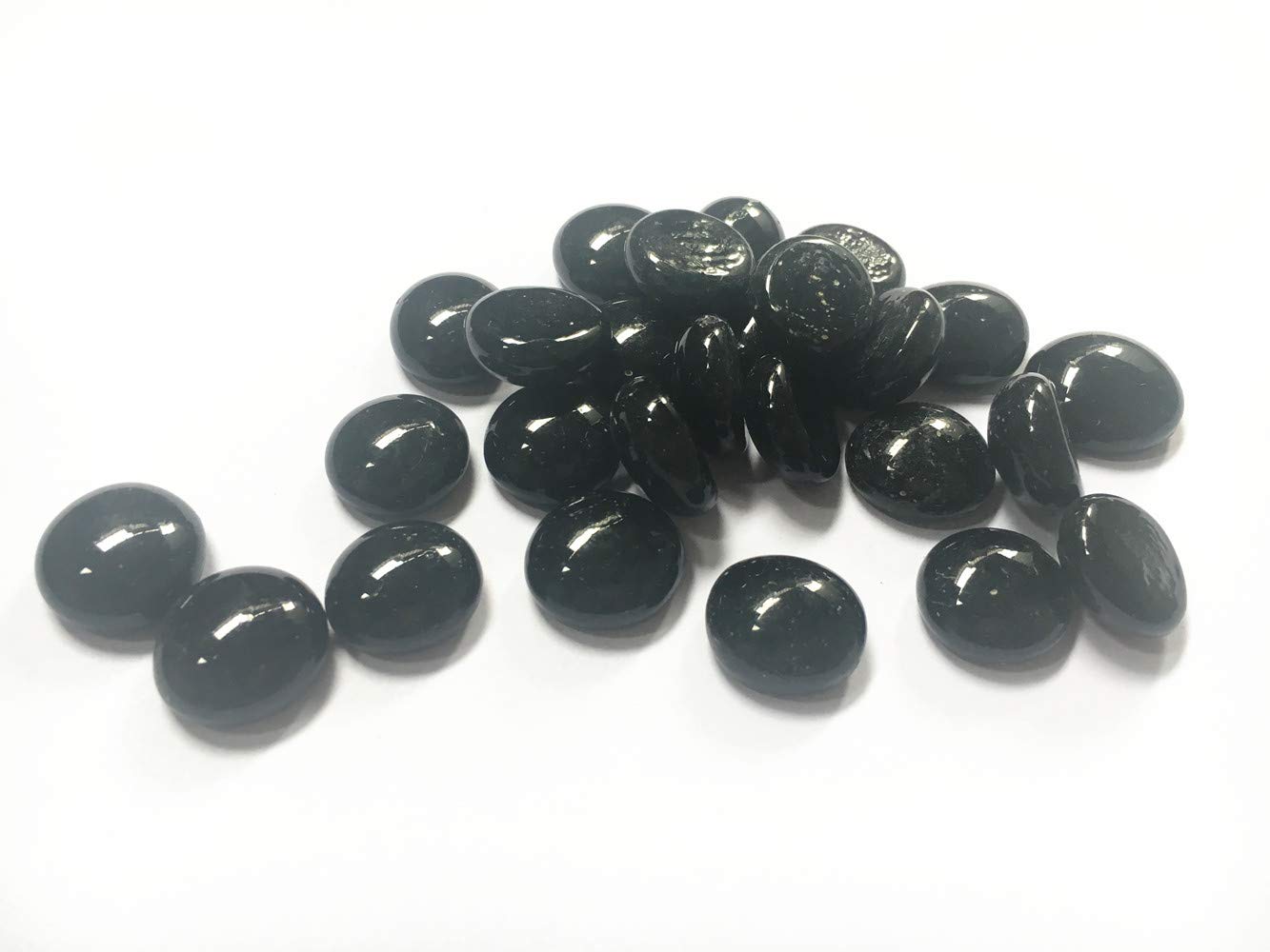 Jane Shop Glass Gems Stone, 1 Lb (1 Pound) Flat Pebbles Marbles for Vase Fillers, Wedding Table Scatter, Aquarium Fillers Decor, Party Decoration, Crystal Rocks (Approx 100 pcs Black)