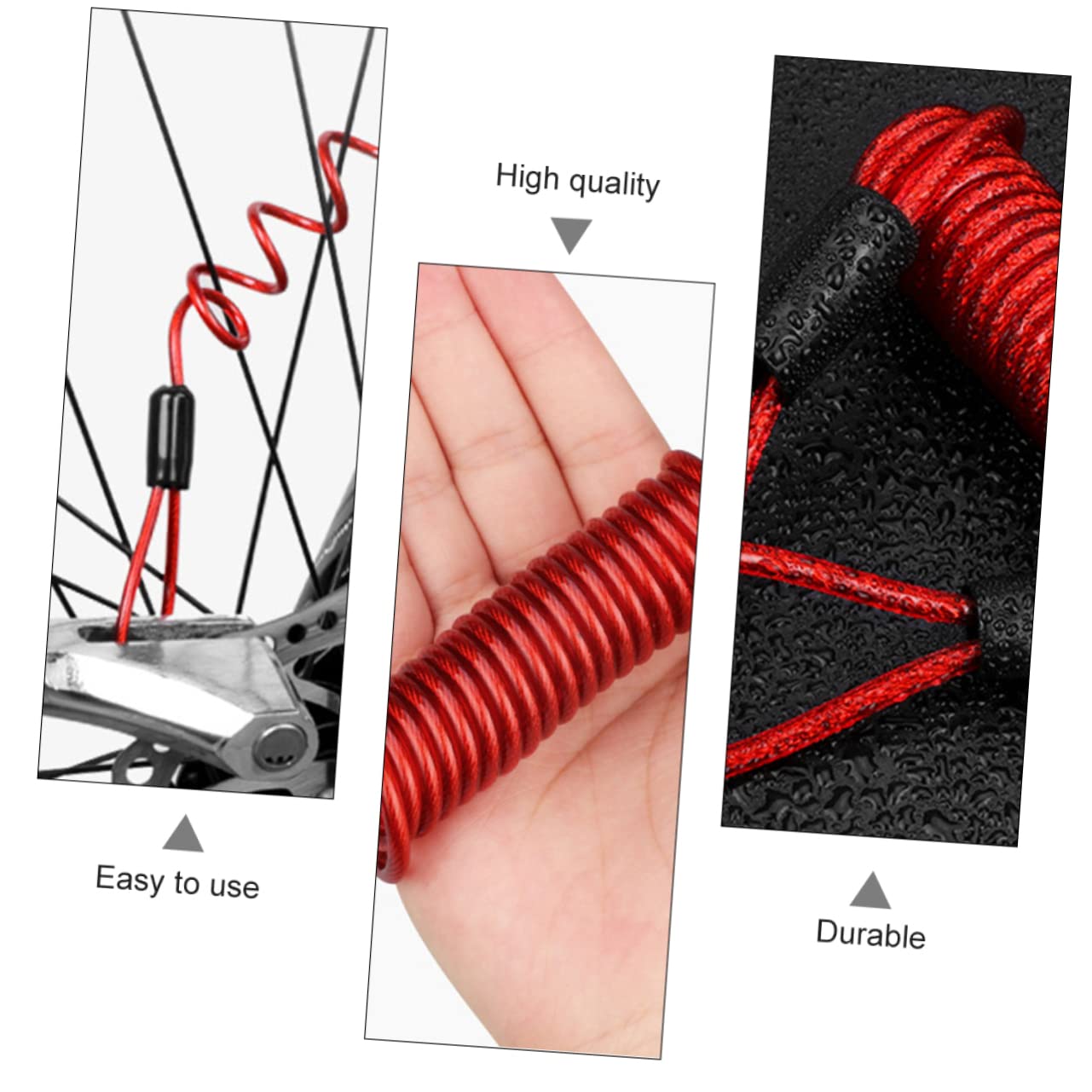 BESPORTBLE 3pcs Theft Bike Disc Lock Wire Cable Security Lock Wire Durable Elastic for Bicycle Protection Tough Interface for Enhanced Safety