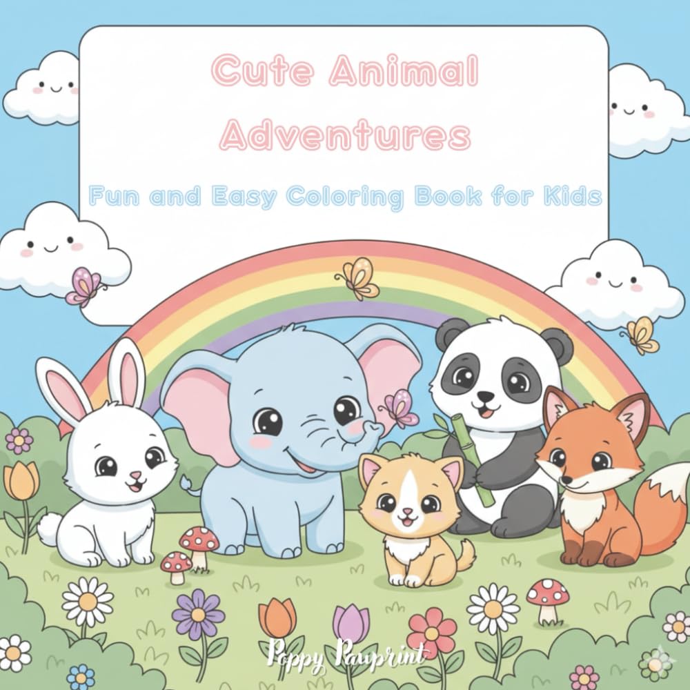 Cute Animal Adventures: Fun & Easy Coloring Book for Kids