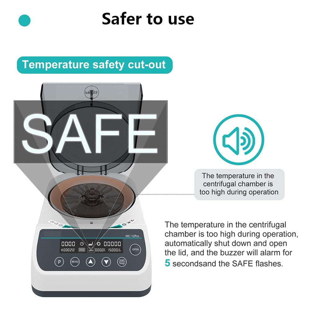 Centrífuga De Laboratorio para Rotores Capilares (40 Mm X 12), Velocidad Máxima De 12 000 RPM, Temporizador De 30 S a 59 Min, Fuerza Centrífuga Máxima De 9660 X G, para Uso En Laboratorio