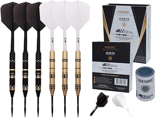 CUESOUL Jazz-Metal - Juego de dardos de punta de acero de lujo, 0.74 oz0.85 oz0.92 oz con vuelos integrados AK5