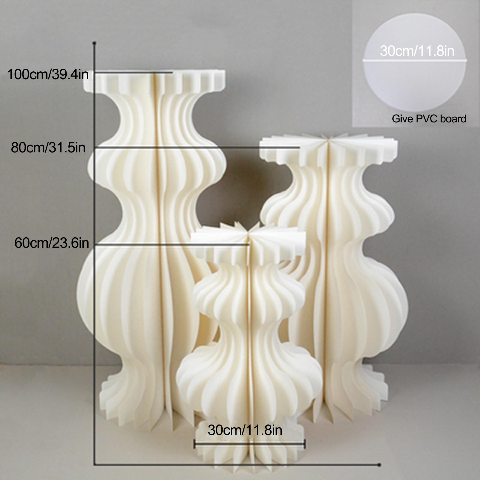 Soportes para tartas，Mesa de postres 3 soportes de pedestal cilíndricos for fiestas, soporte de pedestal for fiestas, columnas de papel plegables, soporte de flores cilíndrico con placas de acrílico(3