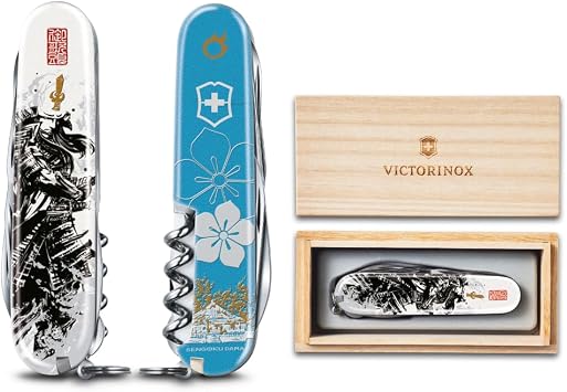 VICTORINOX  Sengoku Sumi-e Climber Series Swiss Army Knife Multi-functional Knife Collection Disaster Preparedness Tool Swiss Made Multi-tool with 14 Functions, Samurai Family Crest Goods