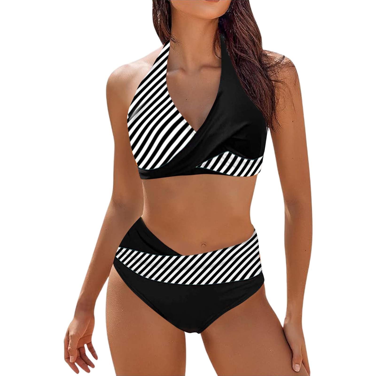 Dinglong Braga Mujer Traje de baño para Mujer 2024 Conjuntos de Bikini de Cintura Alta Trajes de baño de Corte de Dos Piezas Tops con Pantalones Traje de baño Braga Mujer vikinis para Mujeres 2024