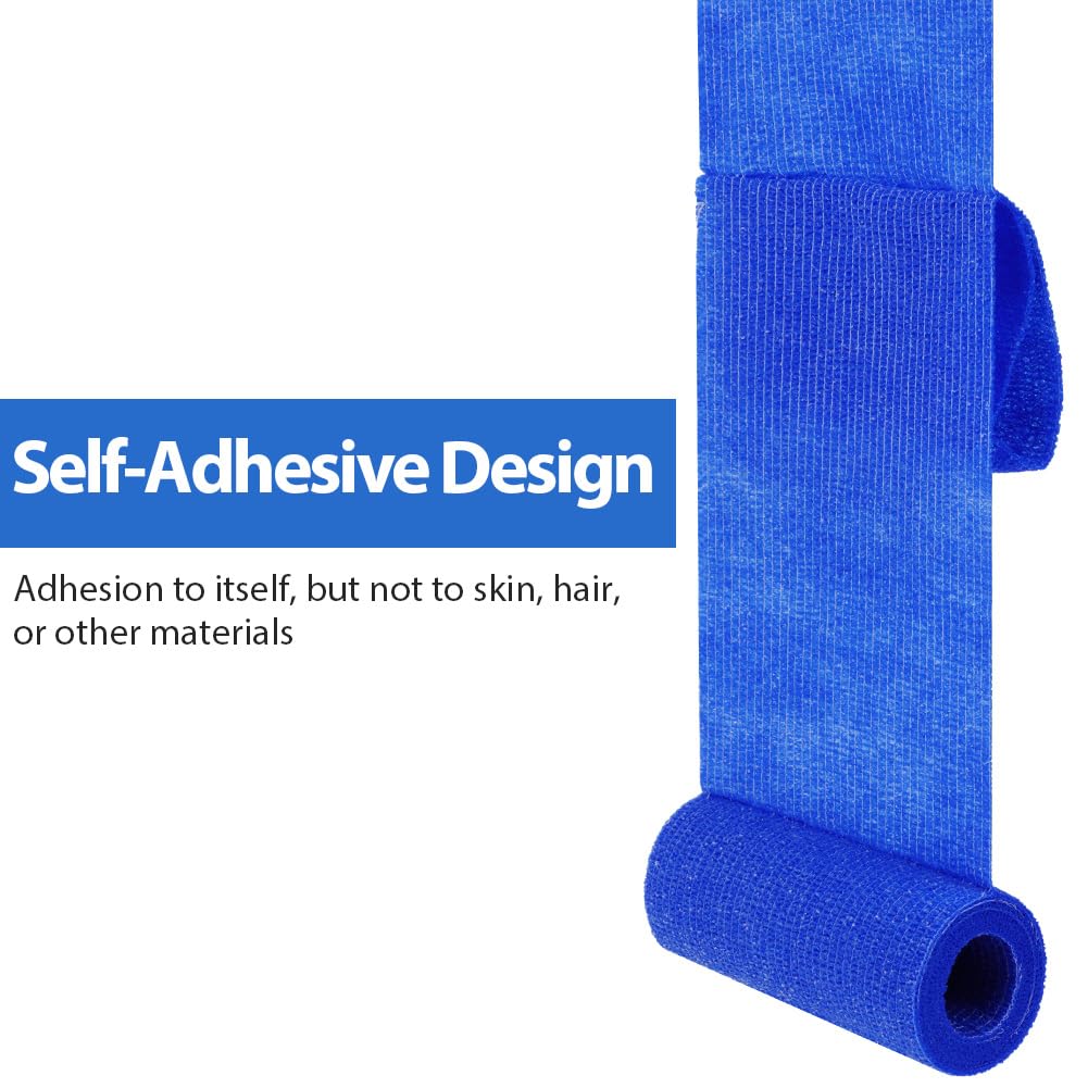 Benda Adesiva 8 Rotoli Bendaggio Adesiva Coesiva 10cmx4.5m Elastica Traspirante Sportivo Blu