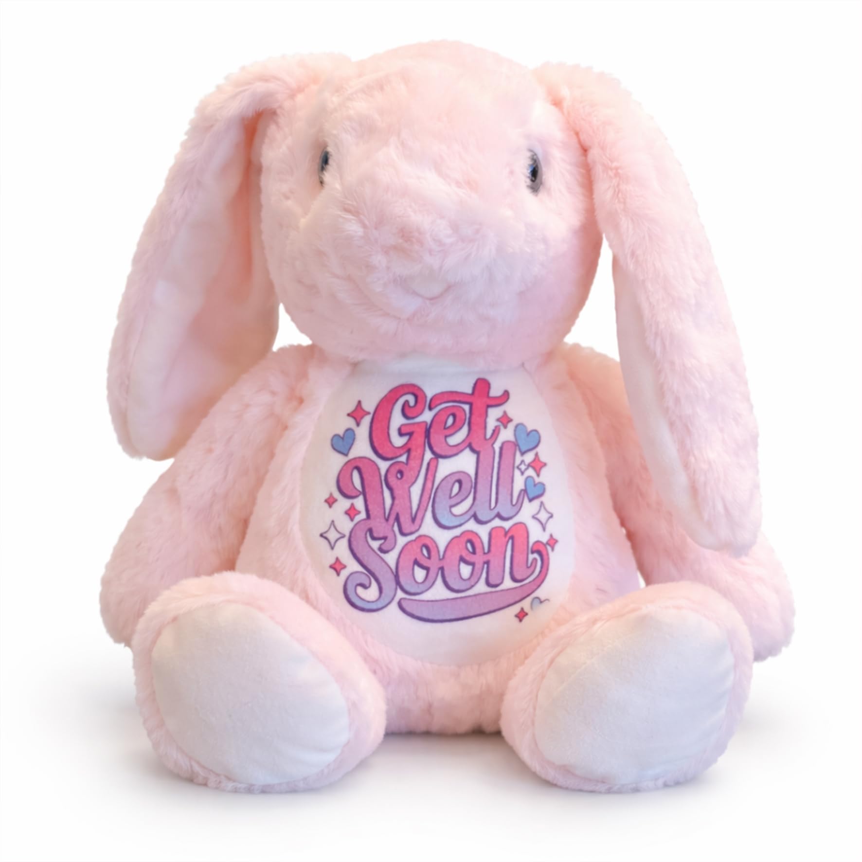 Silly Dog Designs - Get Well Soon Bunny Soft Toy - Comfort Plush Gift - Cute Recovery Gift for Children & Adults - Pink, Brown or White Bunny (Pink)
