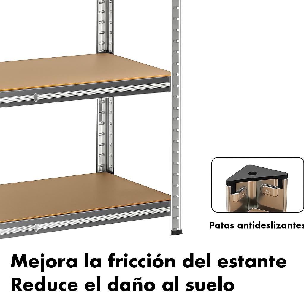 T-LoVendo Estantería Metálica Almacenaje de Acero Galvanizado + 5 Baldas MDF, 180 x 90 x 40cm, Modular, Baldas Ajustables, trastero, Garaje — view 5