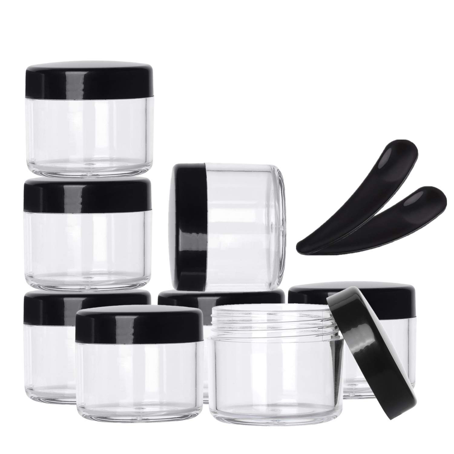 Hunky Dory 48pcs PET Jar 50ml Unbreakable Plastic Transparent with Glossy Cap Cosmetics Shan Container for Creams,Lip Balm, Body Butter, Essential oil, Costemic, Makeup Us-picture-47