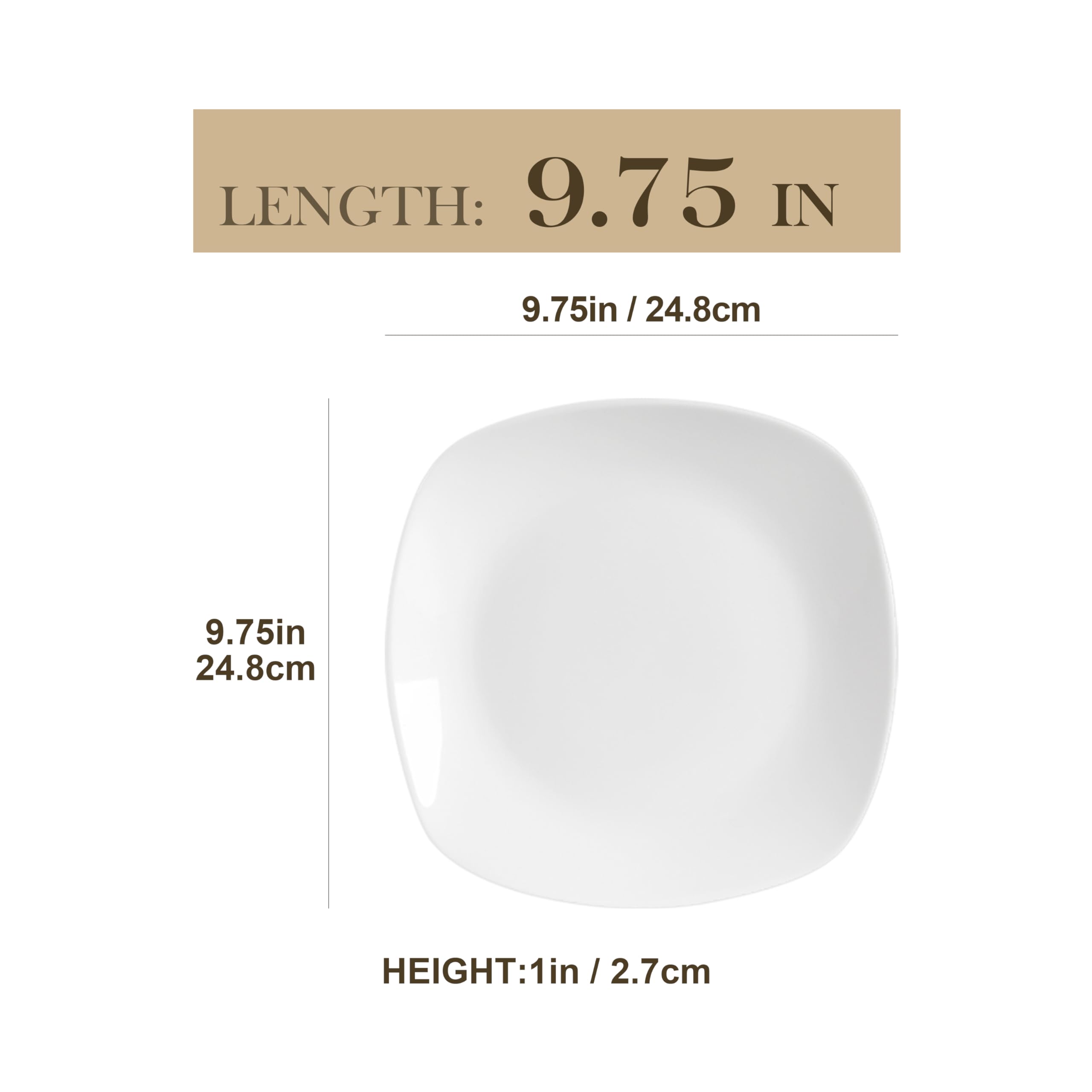 MALACASA, Série Elisa, 12pcs Assiettes Plates en Porcelaine