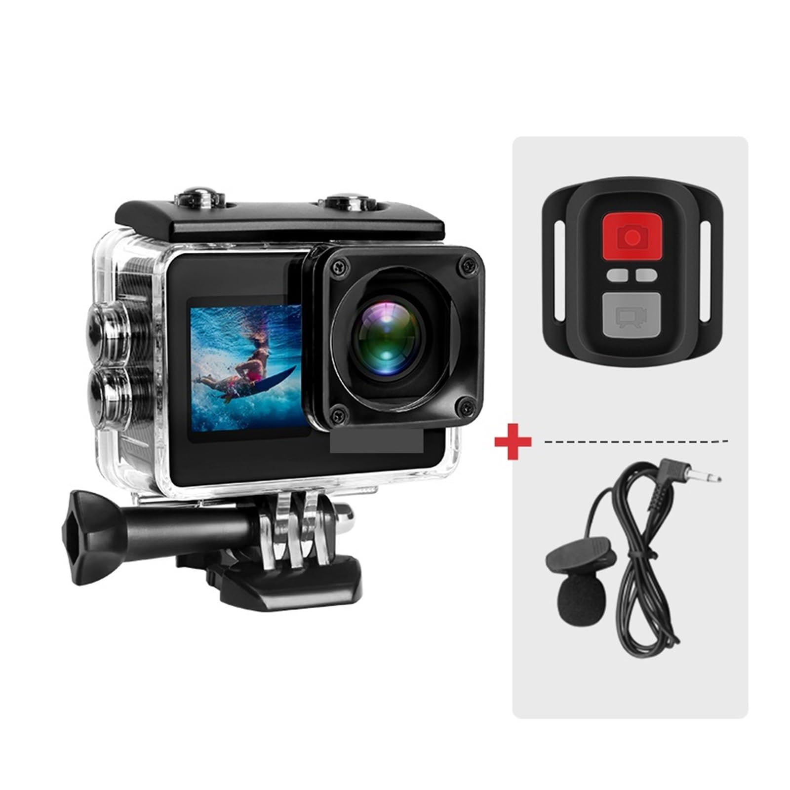 Macchina Fotografica d'azione Action Camera Vlog Camera Touch Screen Telecomando Impermeabile Sport Cam(Bundle4,ADD Remote And Mic)