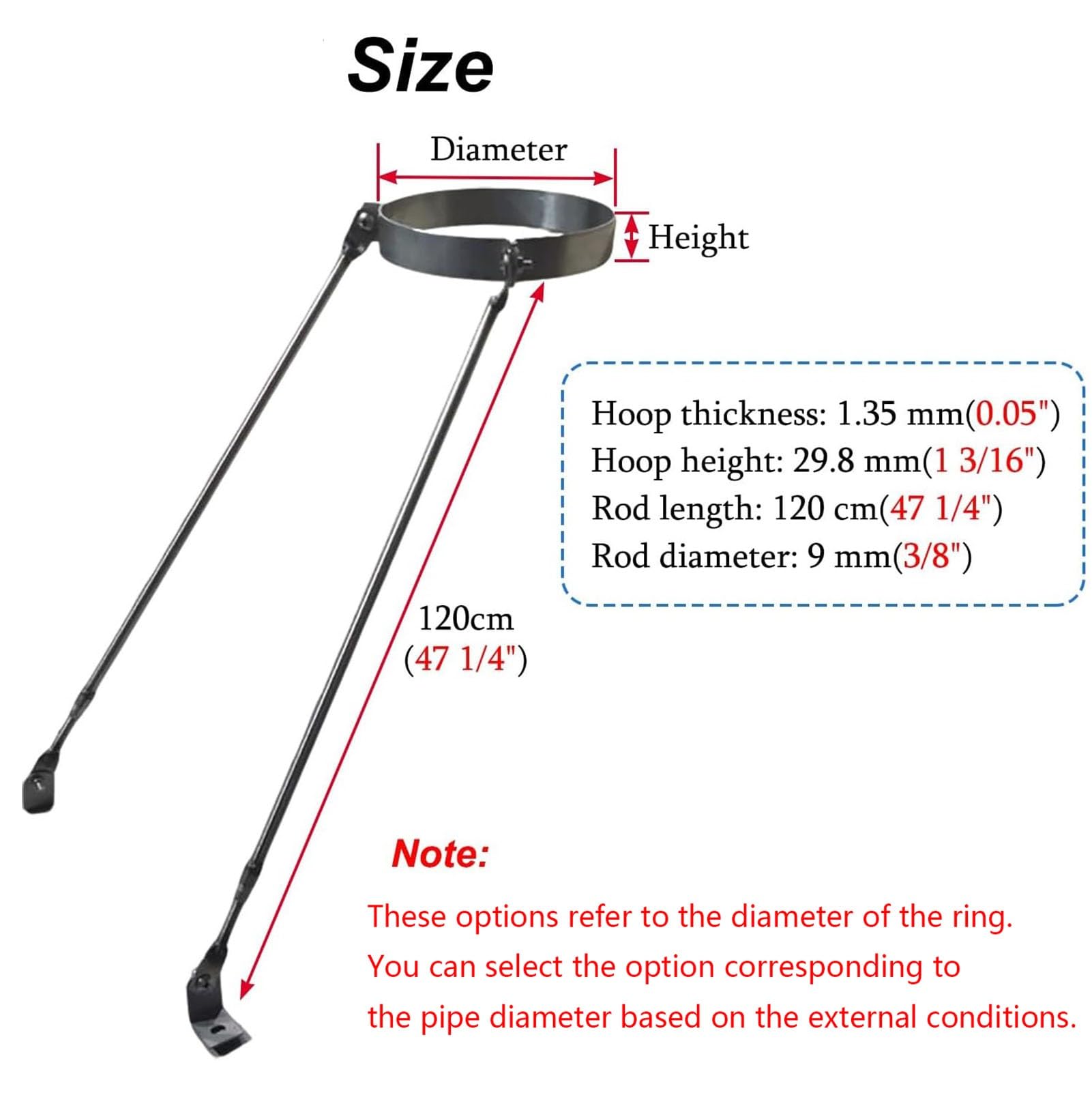 Kit de soporte de techo de tubo de estufa de acero inoxidable de 4 a 20 pulgadas, soporte de chimenea extendido con tornillos, soporte protector de estufa resistente al viento (diámetro de 43,2 cm)
