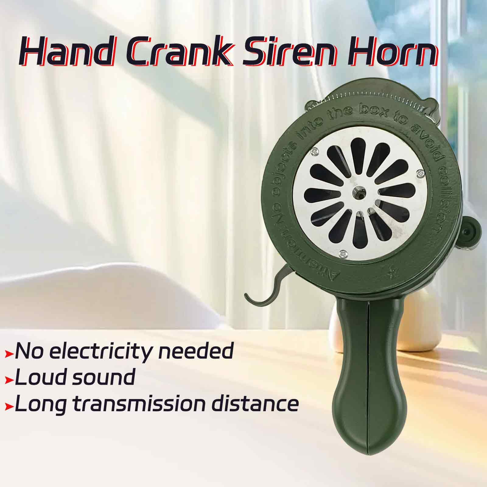 Sirena de mano Air Raid de aleación de aluminio de 110 dB, manivela de 110 dB, alarma de emergencia manual para supervivencia y seguridad