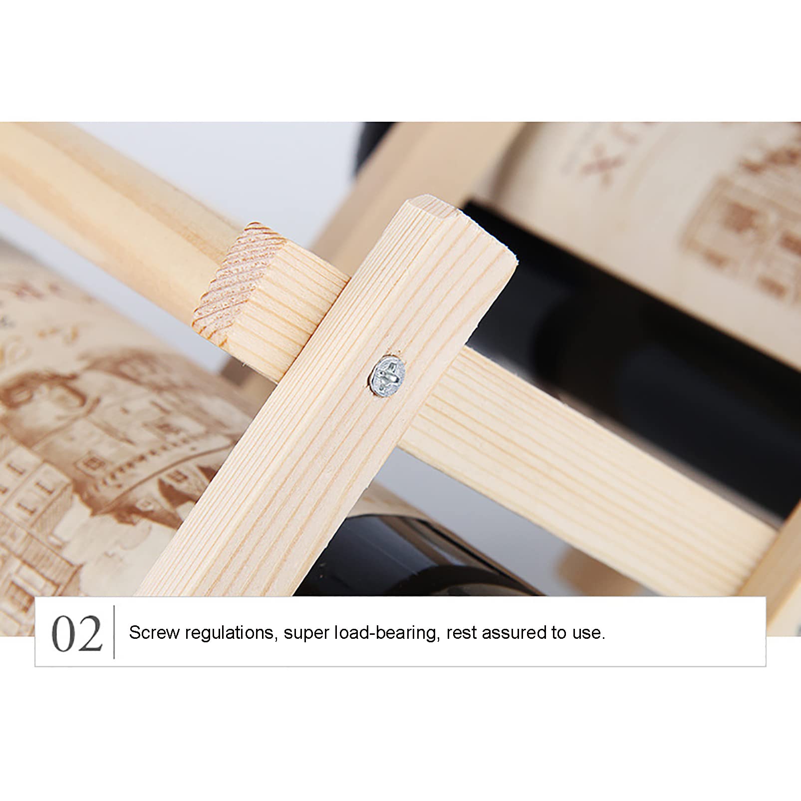 Casier à vin en bois – Support de bouteille de table sur pied pour eau et vin – Idéal pour les plans de travail de cuisine, garde-manger et réfrigérateurs – Solution de rangement compacte