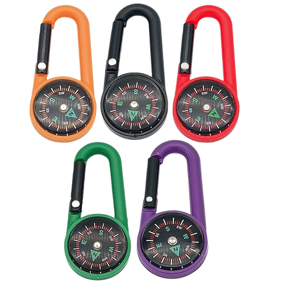 mini kompass - 5 sztuk kompasu Brelok do kluczy Karabińczyk Dekoracyjne zabawki na wędrówki, kemping, zabawki dla dzieci, na wędrówki, kemping, wielokolorowe