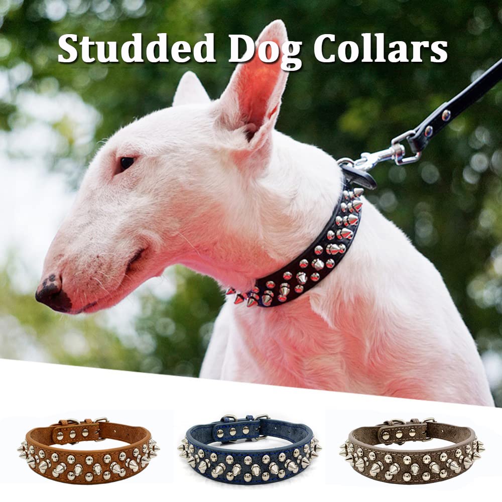 Amazon | レザー犬用首輪アンチバイトスパイクスタッズドッグ 首輪