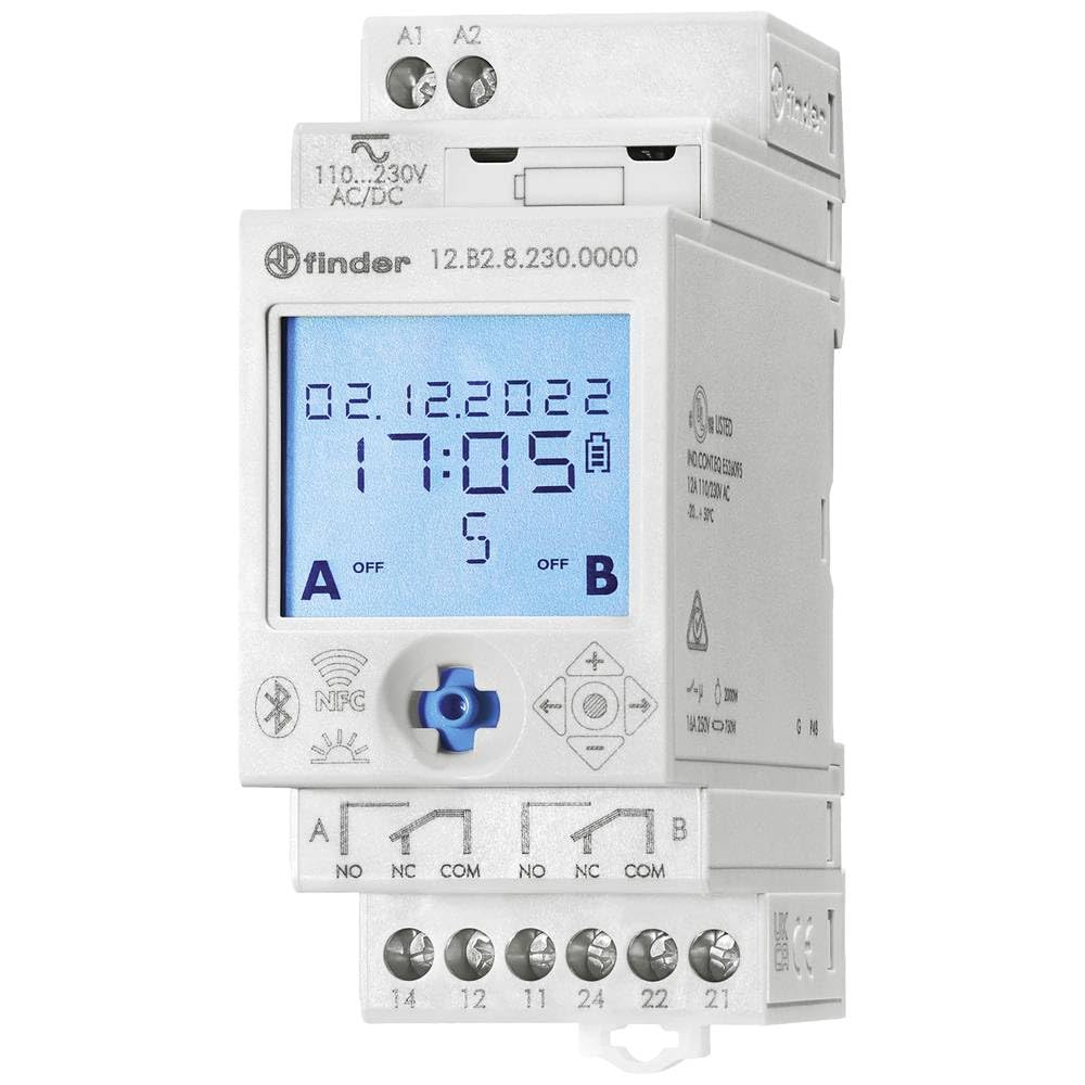 Finder Digital 12 Zeitschaltuhr 230V, V/mA, mW, °C, Nm, kV, VA, s/Tag, V Wechselstrom/Gleichstrom, Hz/W, W, V/m,
