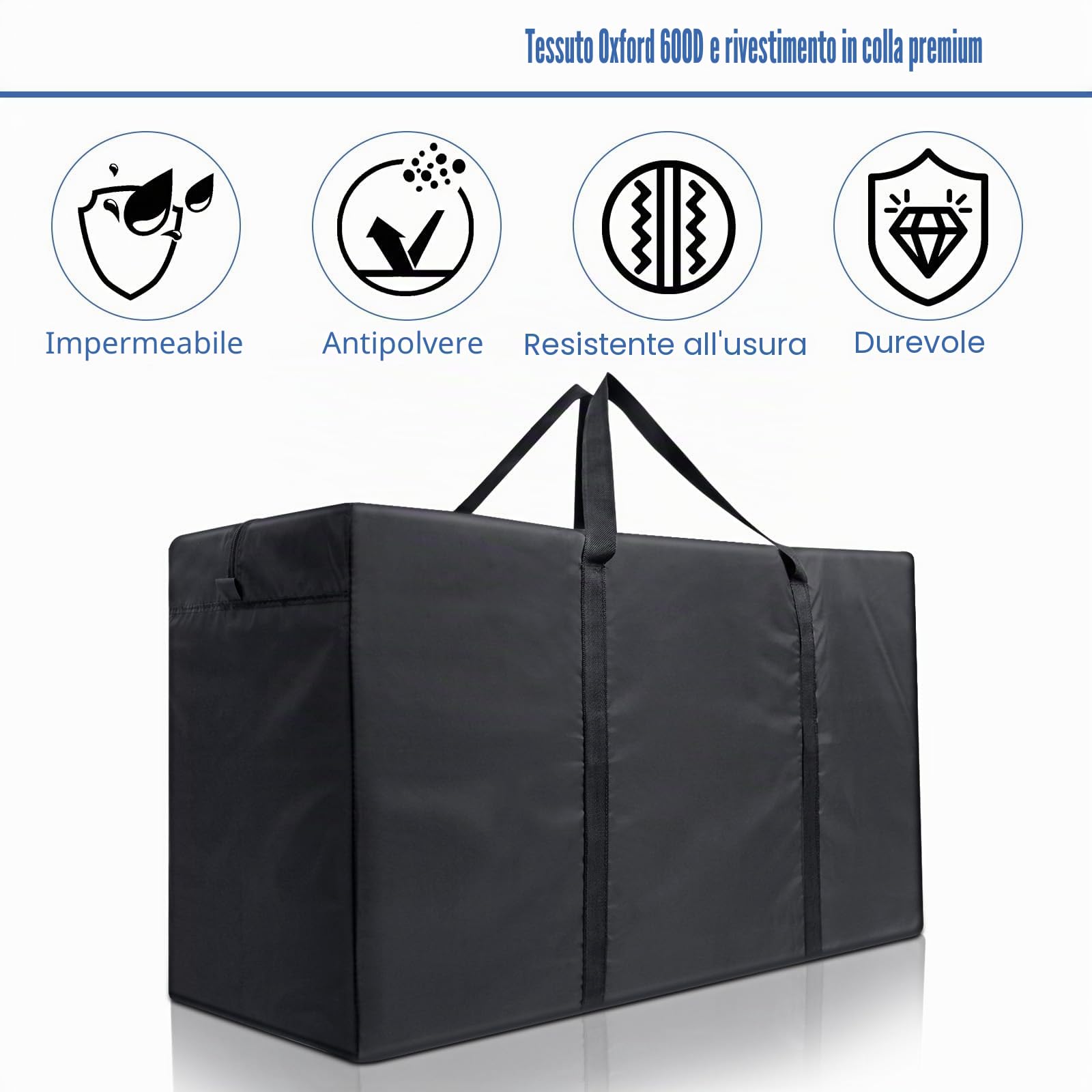 Cozary 180L Borsa di Stoccaggio, 600D Oxford Borsa per Cuscini da Giardino con Maniglia, per Biancheria da Letto Materassi Coperte Trapunte e Cuscini - 100x55x33 CM, Nero