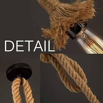 Lampada A Sospensione In Corda Di Canapa - Doppia Testa Vintage Per Bar E Casa