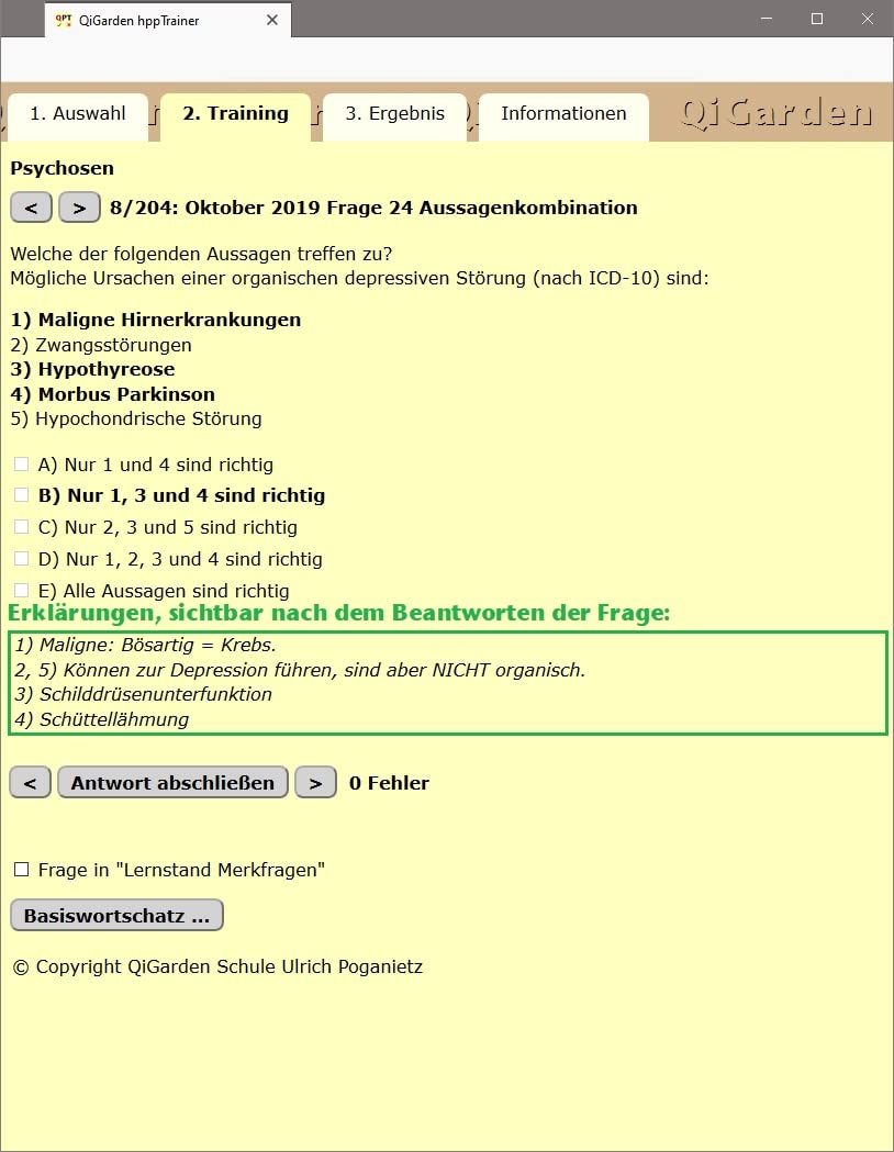 QiGarden Prüfungstrainer Heilpraktiker für Psychotherapie, für Windows, macOS, Linux, Android, iOS (Progressive Web App, Onlinezugang 12 Monate Nutzung)