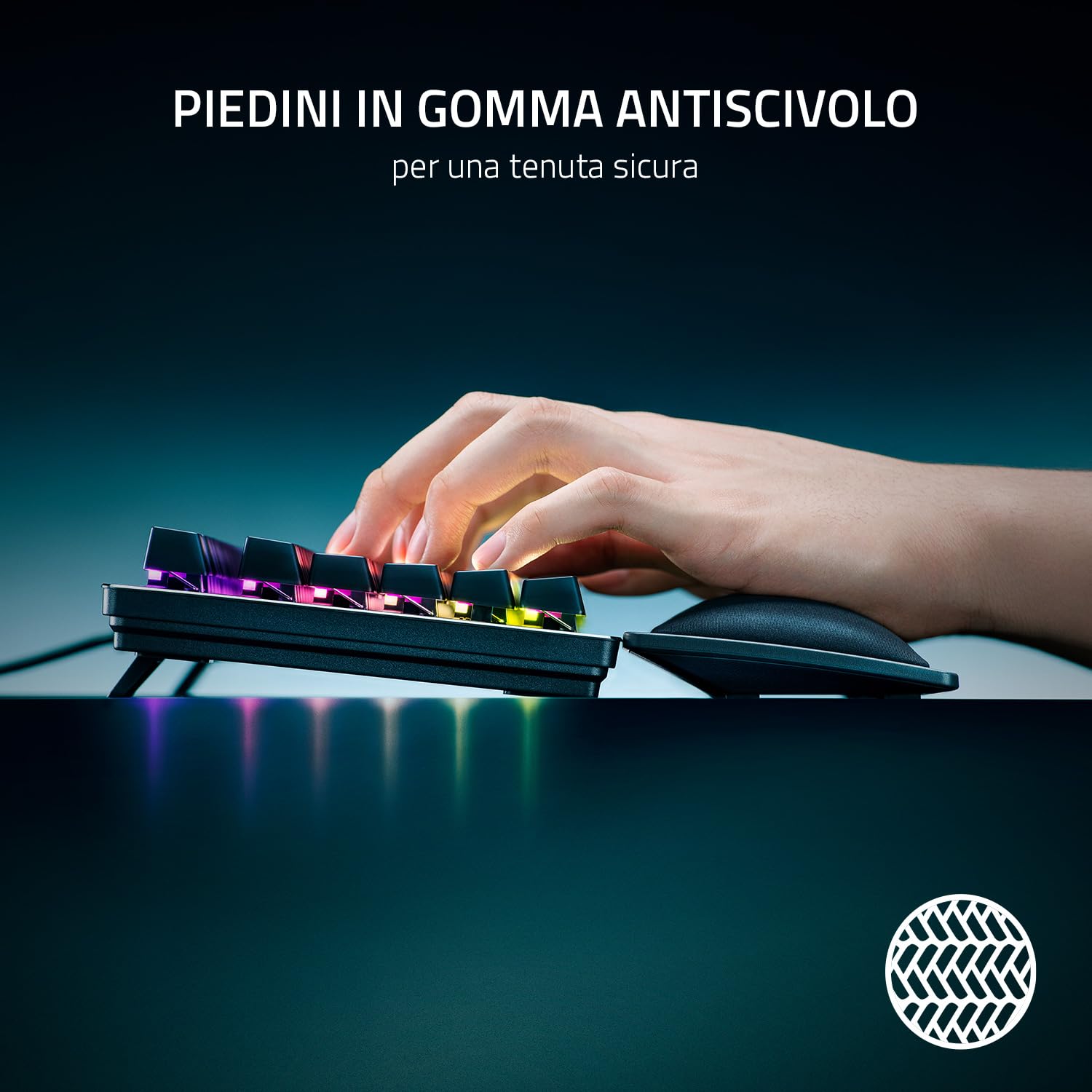 Razer poggiapolsi ergonomico (Tenkeyless) - Per tastiere tenkeyless con cuscino in similpelle in memory foam (piedini in gomma antiscivolo, design ergonomico) Nero