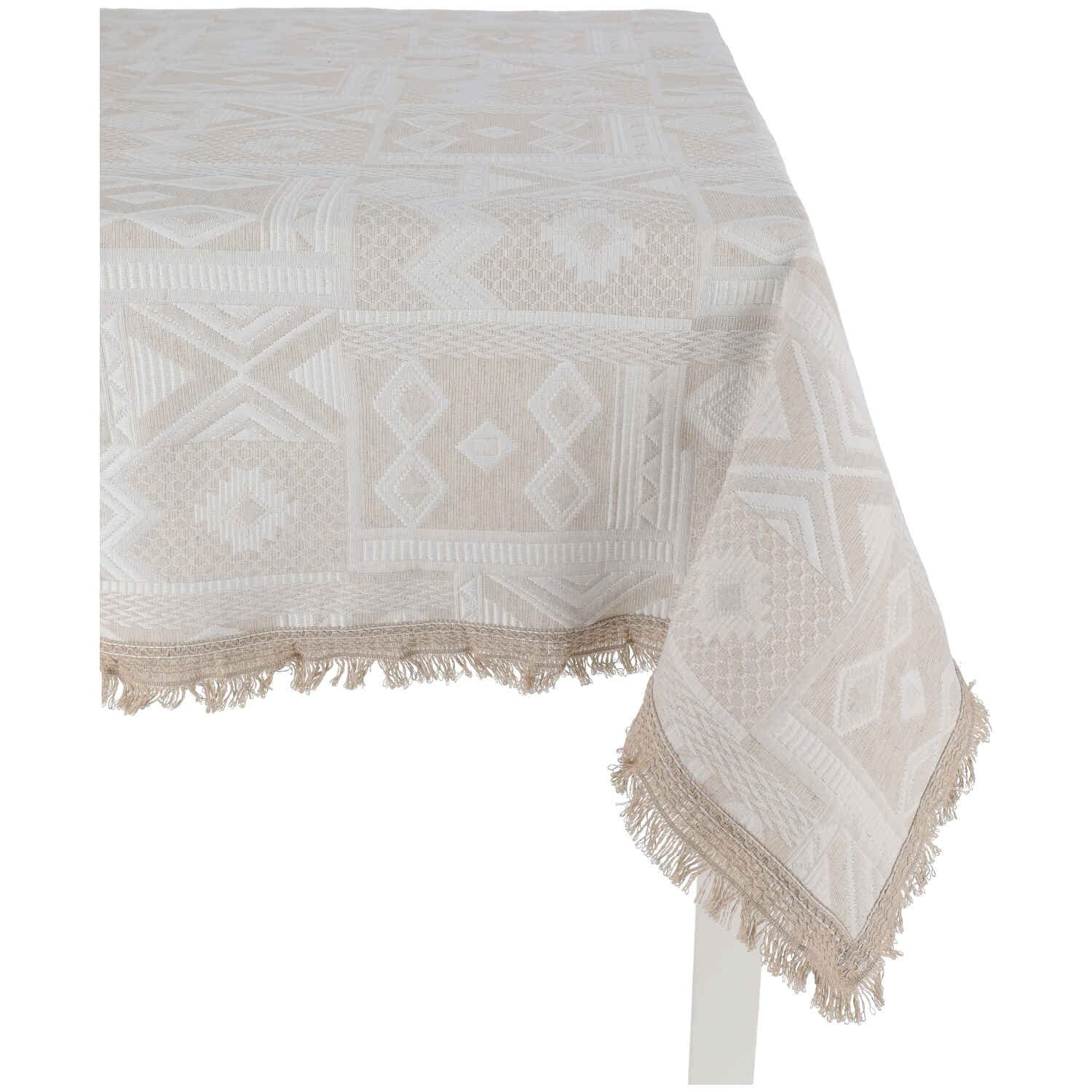 Nappe carrée Jacquard anti-plis 180x180 cm Casatessile Mexico Naturale pour table