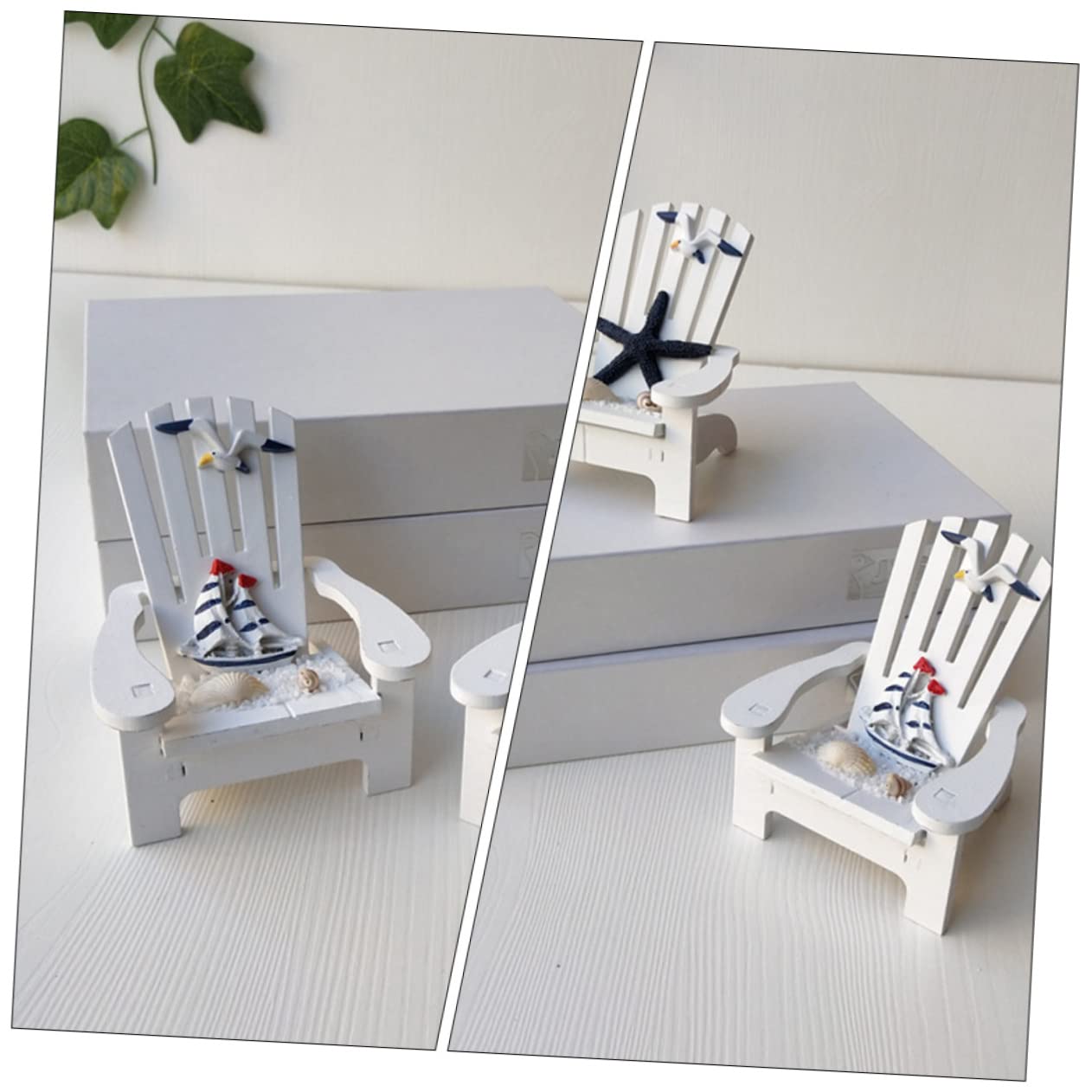 MUELODSIC Artistic Miniature Wooden Chairs Beach Decor Ornament Home Office Decor
