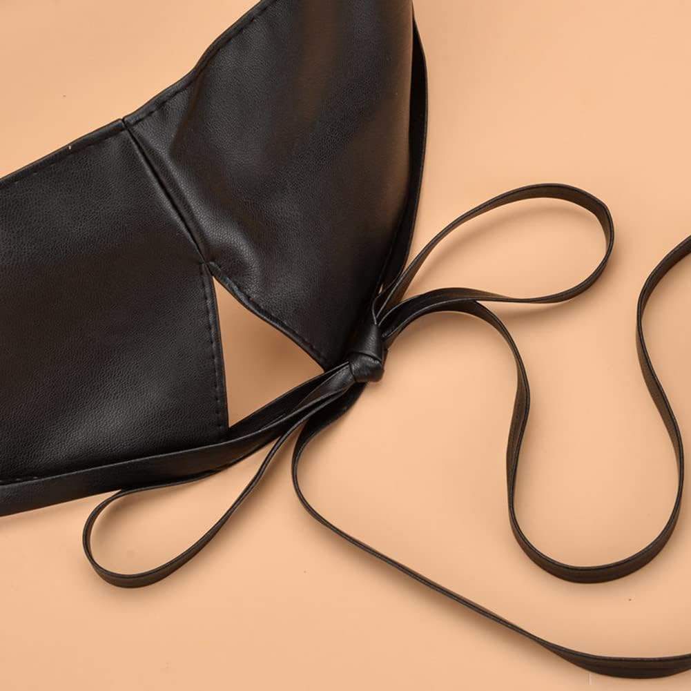 Women Lace Up Tied Corset Belt Soft Leather Wide Cinch Belt Waspie - Image 7