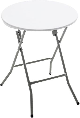 BTEXPERT Mesa plegable redonda de plástico blanco de 24 pulgadas, portátil comercial para picnic, fiesta, camping, banquete, tarjetas, comedor,