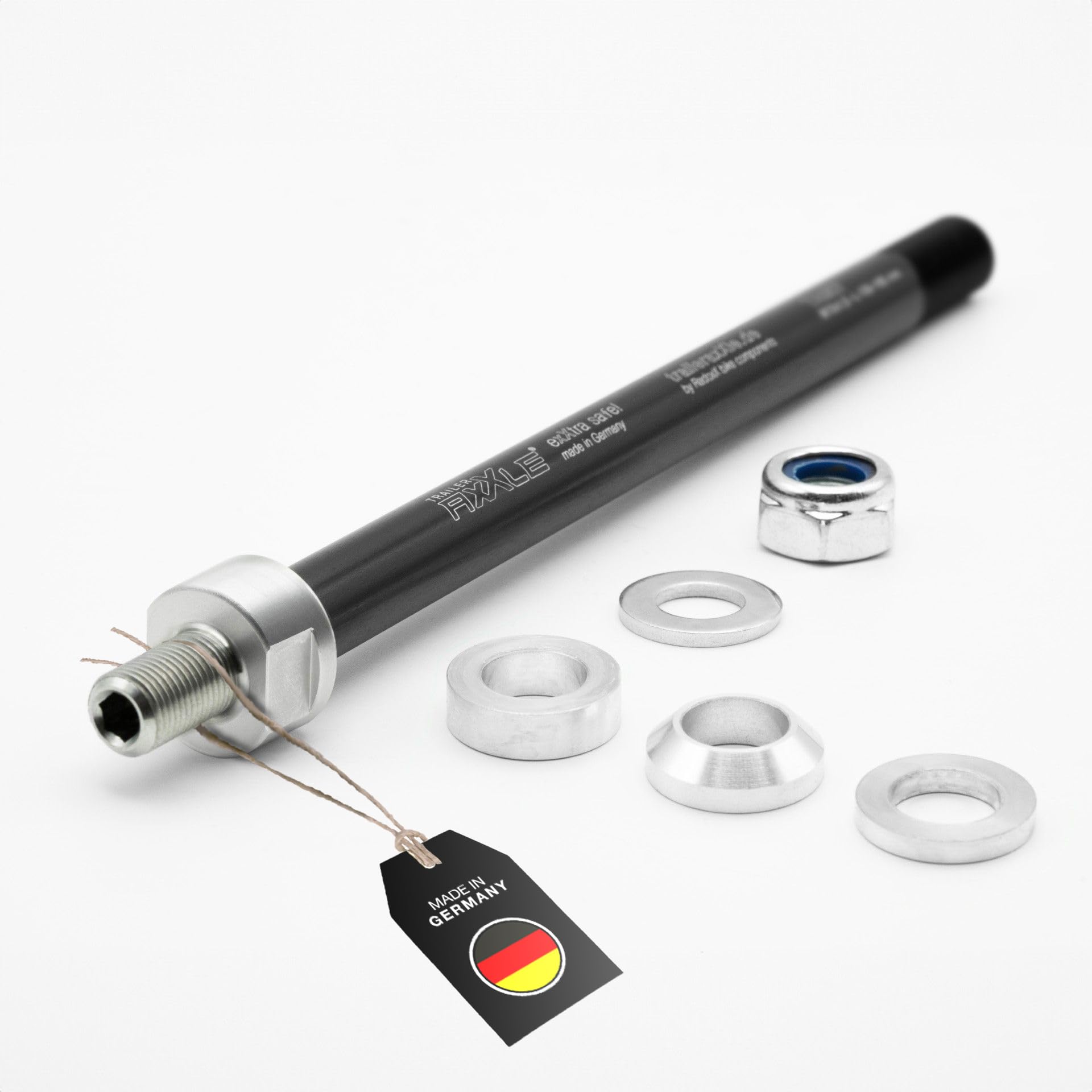 Trailer AxXle | Steckachse für Fahrradanhänger | M12 x 1,0 | 152-167mm | hochwertiges Edelstahl | Verbindungselement für Fahrräder