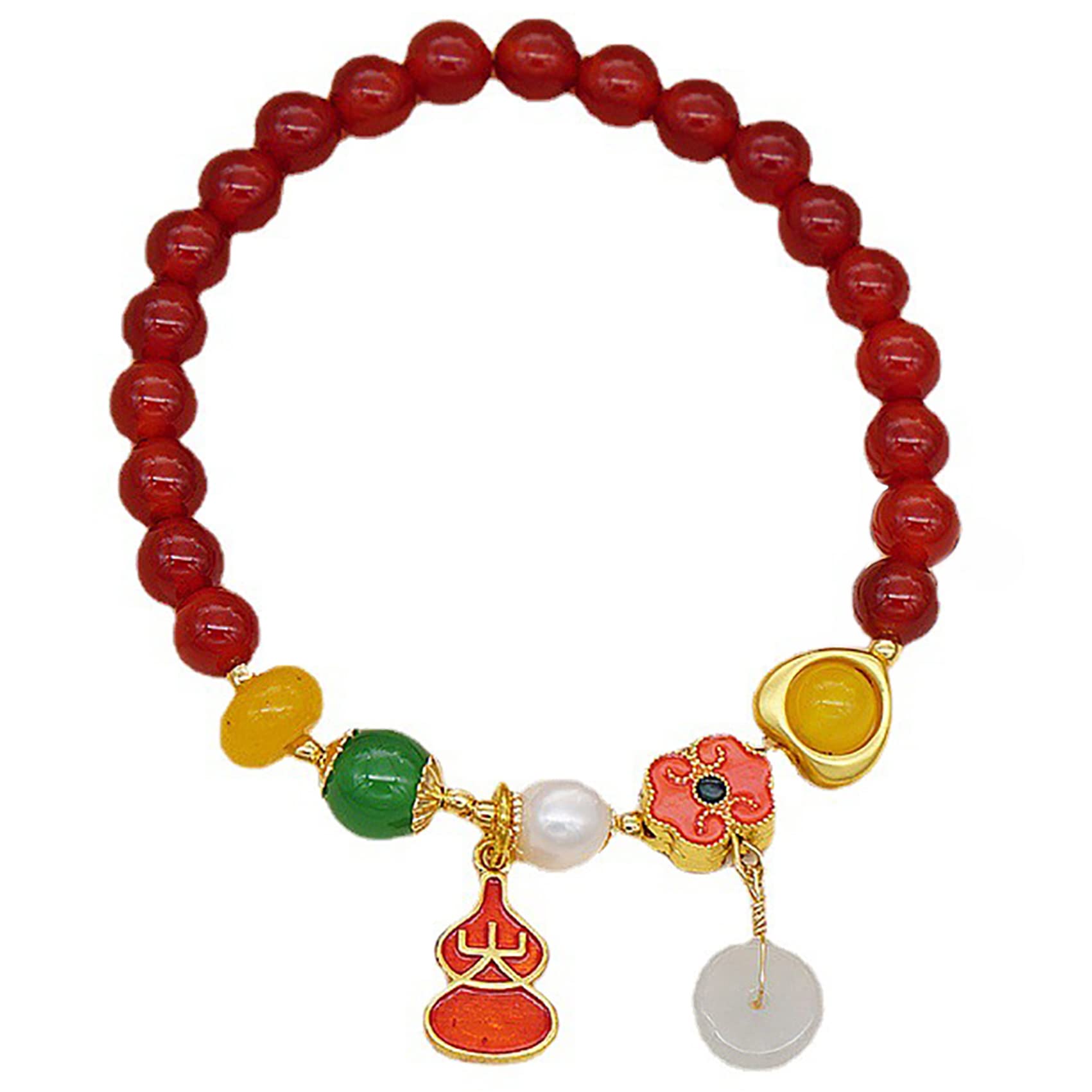 Nzpost Red Crystal Bracelet,Agate Bracelet, Wealth Braceletcalabash/Wu Lou Pendant Charms 6Mm Crystal Beads L