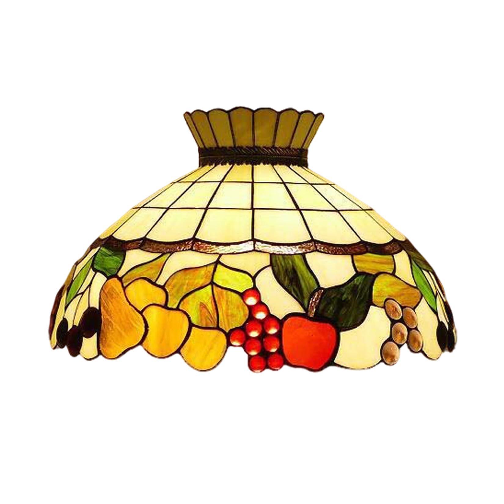 GDLight Tiffany-Stil Buntglas-Tischlampenschirm, 20-Zoll Obstmuster Ersatzlampenschirm für Tisch-, Schreibtischlampen, Stehlampen, Pendelleuchten,Beige