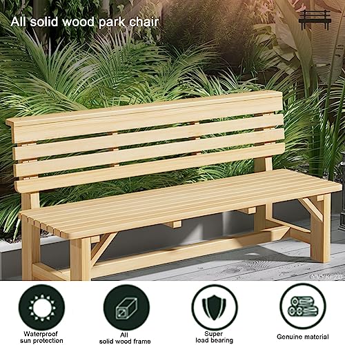 Banco de jardín rústico de madera resistente a la intemperie 3