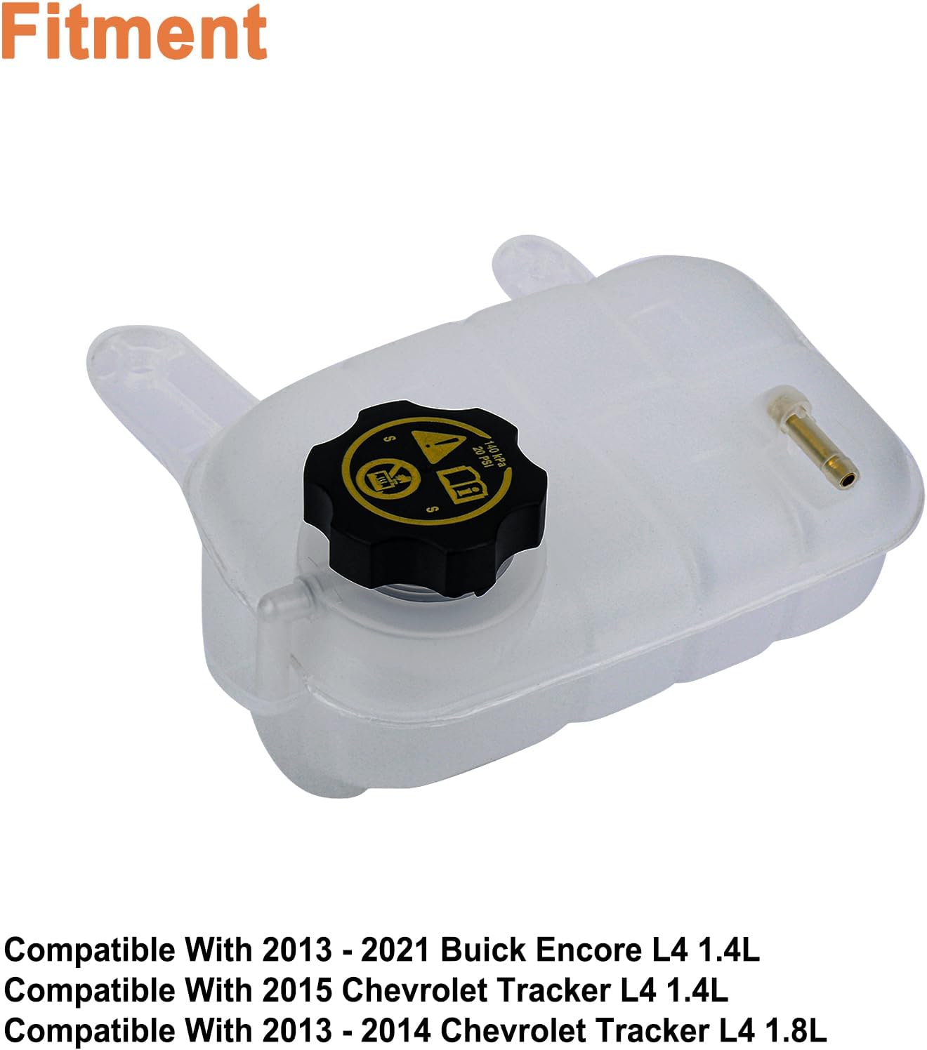 Engine Coolant Reservoir Radiator Expansion Tank(with Cap). Replaces Part # 603-955,95269001, 95201979.Compatible With 2013 - 2021 Buick Encore 1.4L, Chevy Tracker Trax 1.4L 1.8L