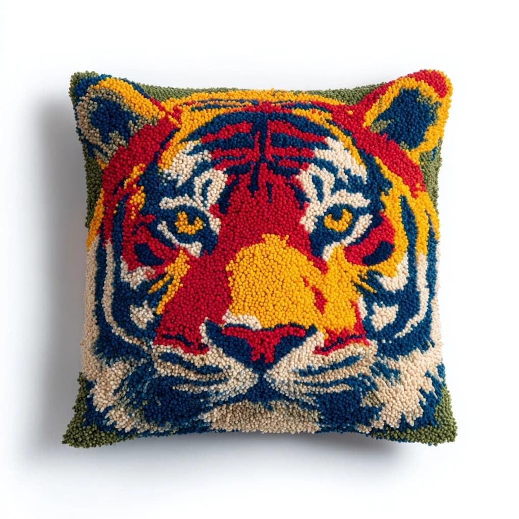 AxiangziK Latch Hook Pillow Kit for Adults,Animal Tiger