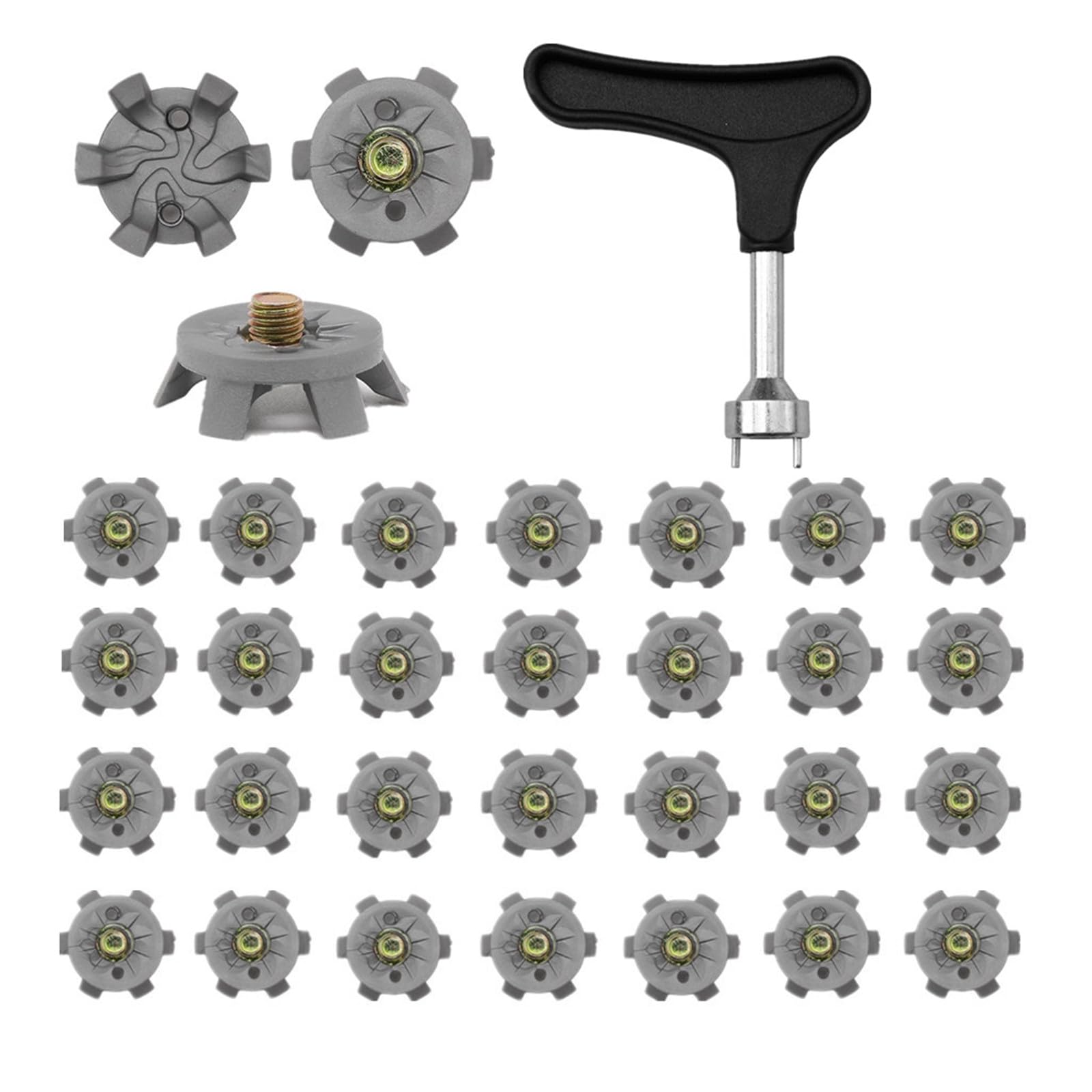 30 Piece Golf Shoe Spikes Replacements + Cleats Spanner, Stainless Steel Shoe Wrench Spike Replacement Aid