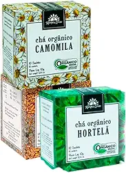 Kit 3 Chás Orgânicos em Sachê – Camomila, Erva-Doce e Hortelã – 10 Sachês Cada – Infusão Natural e Pura para Relaxamento, Digestão e Frescor